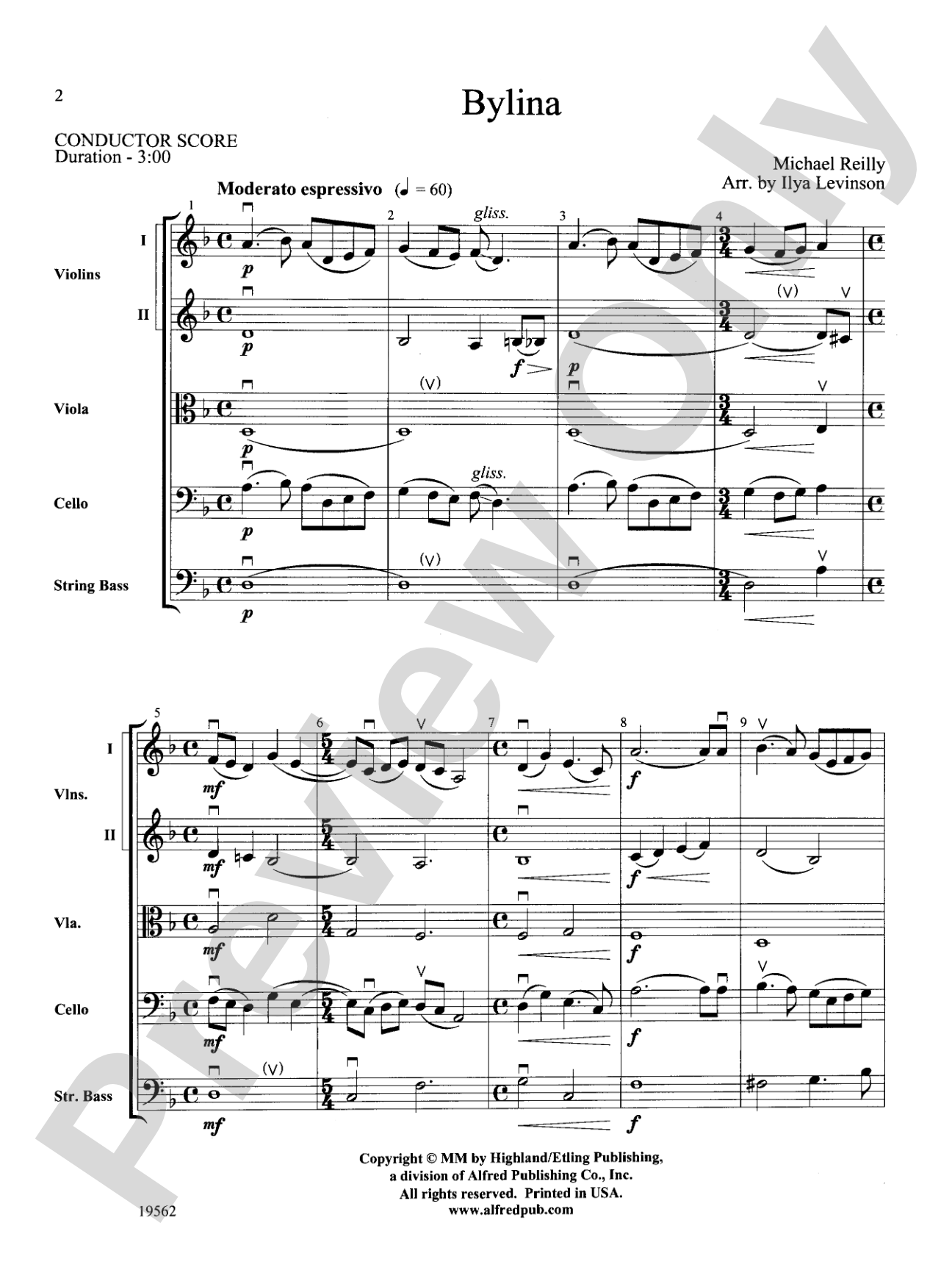 Bylina: String Orchestra Conductor Score & Parts