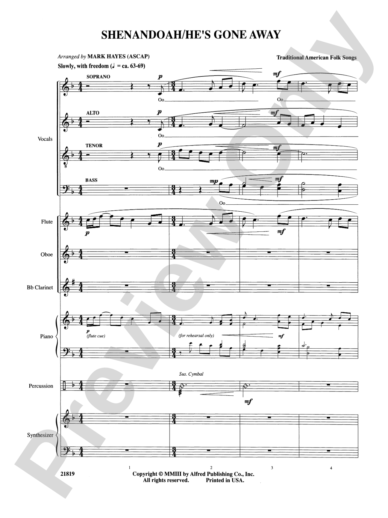Shenandoah / He's Gone Away: Choral SoundPax