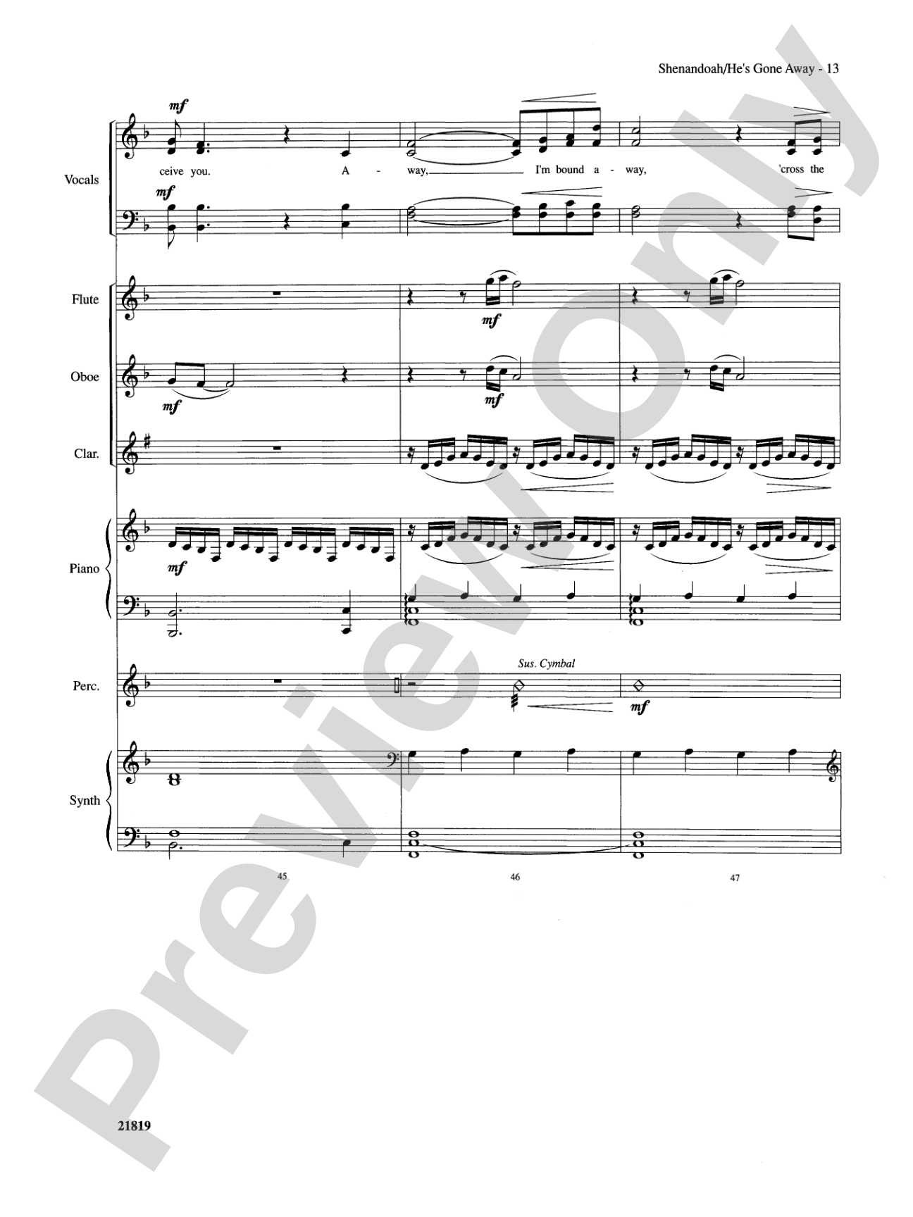 Shenandoah / He's Gone Away: Choral SoundPax