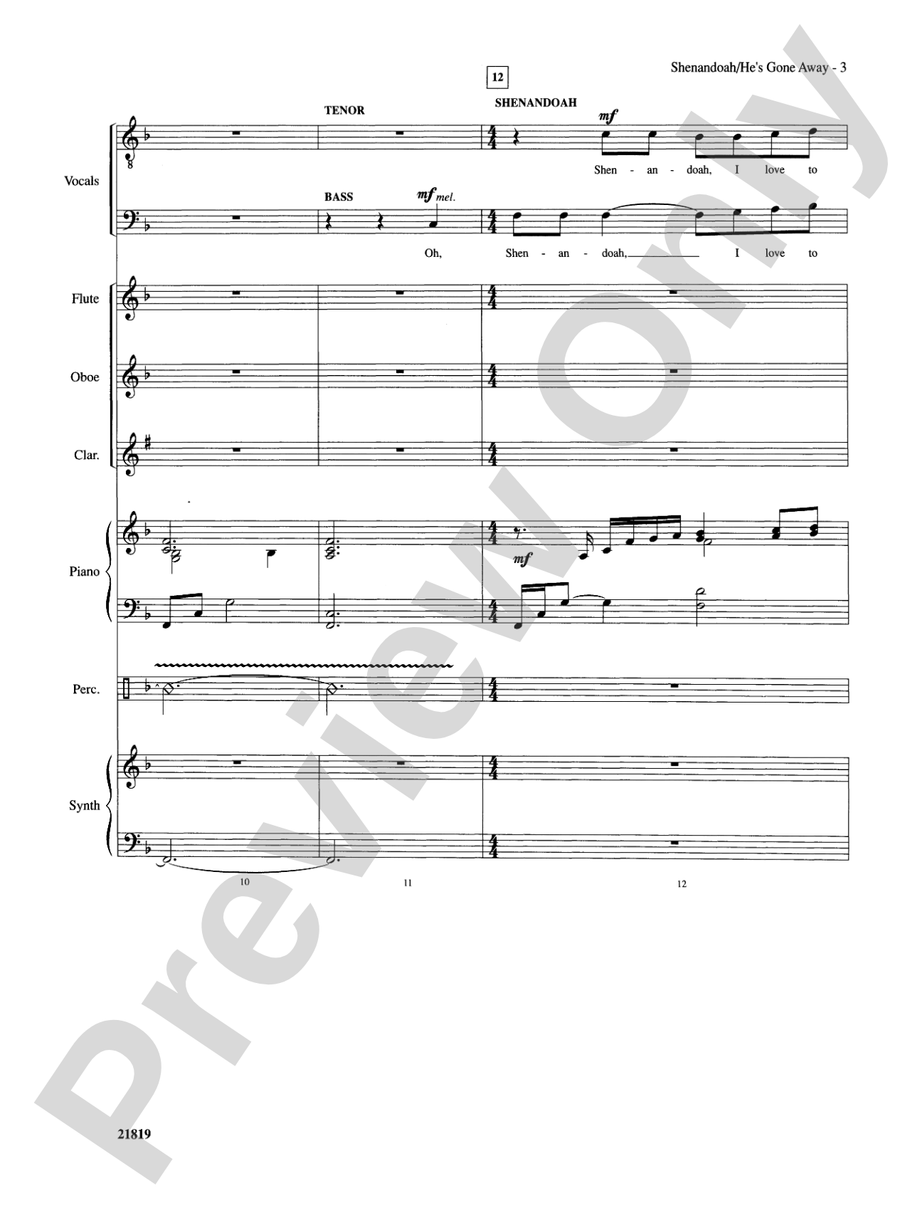 Shenandoah / He's Gone Away: Choral SoundPax