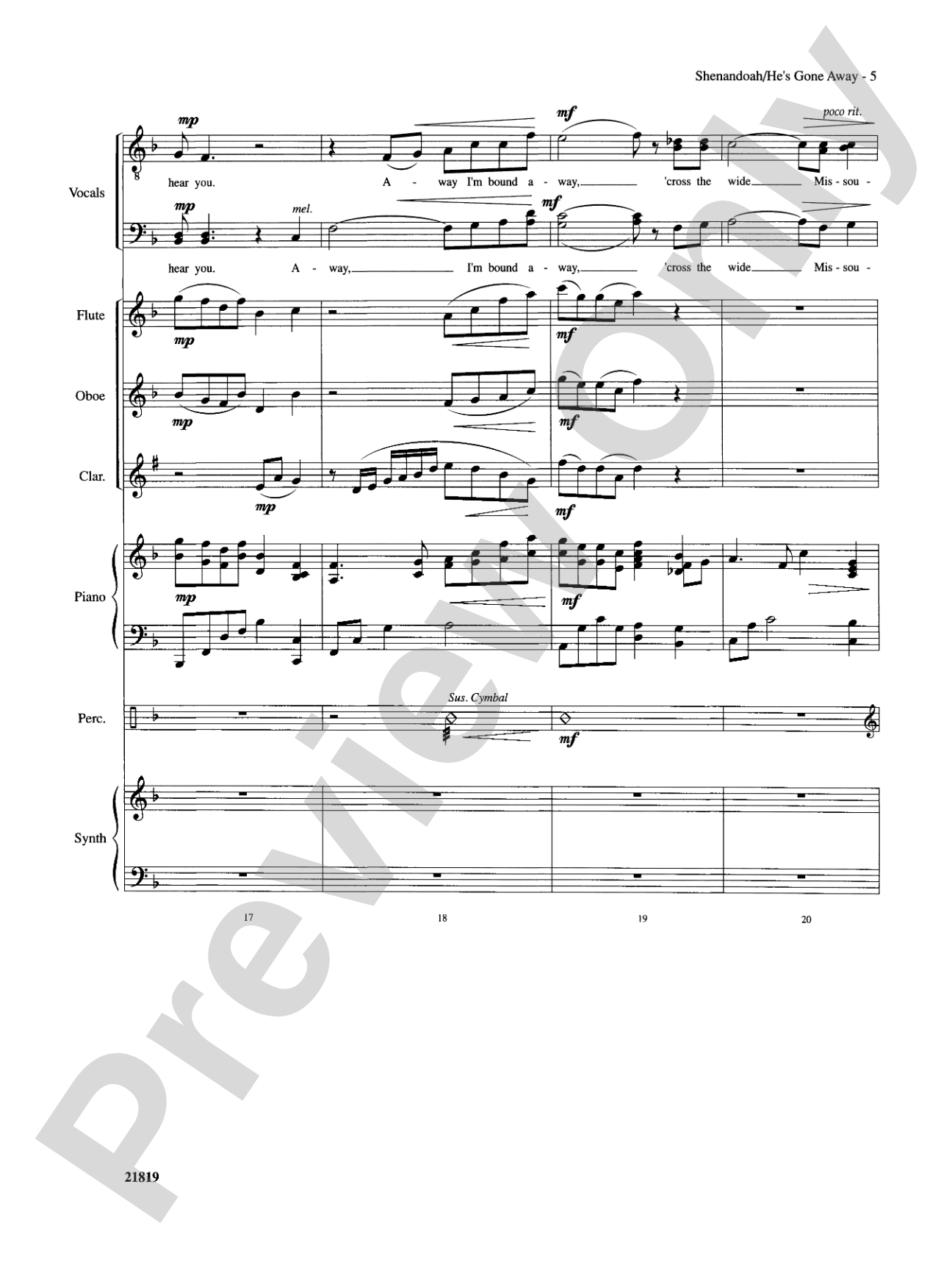 Shenandoah / He's Gone Away: Choral SoundPax