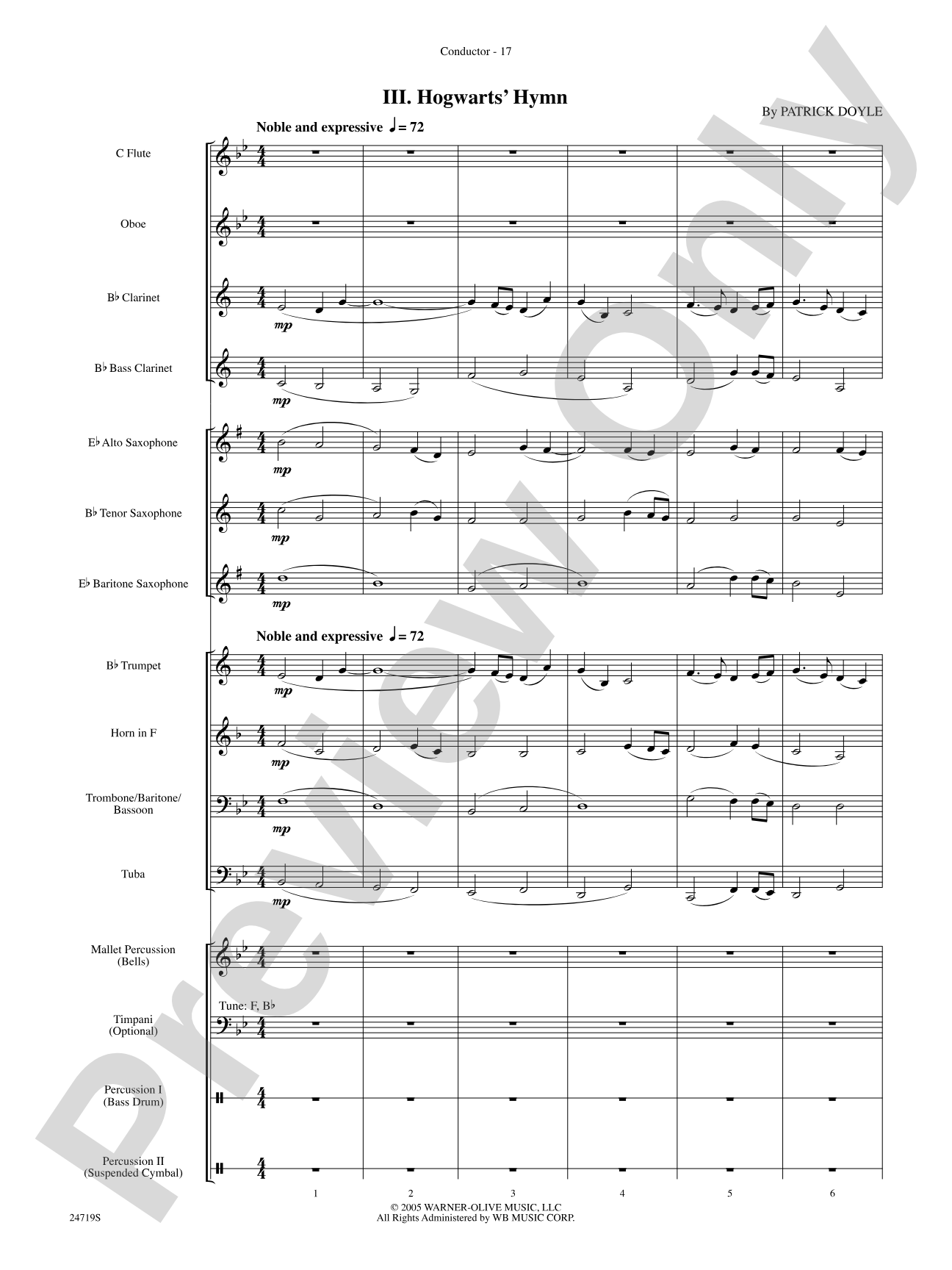 Harry Potter and the Goblet of Fire, Themes from: Concert Band Conductor Score & Parts