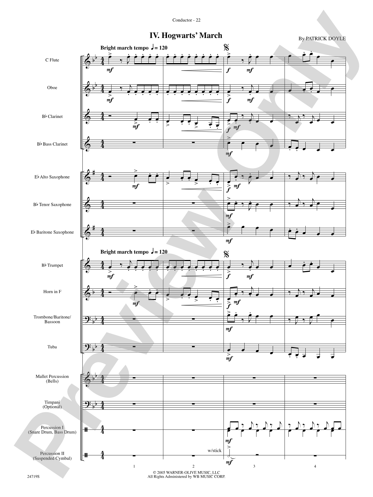 Harry Potter and the Goblet of Fire, Themes from: Concert Band Conductor Score & Parts