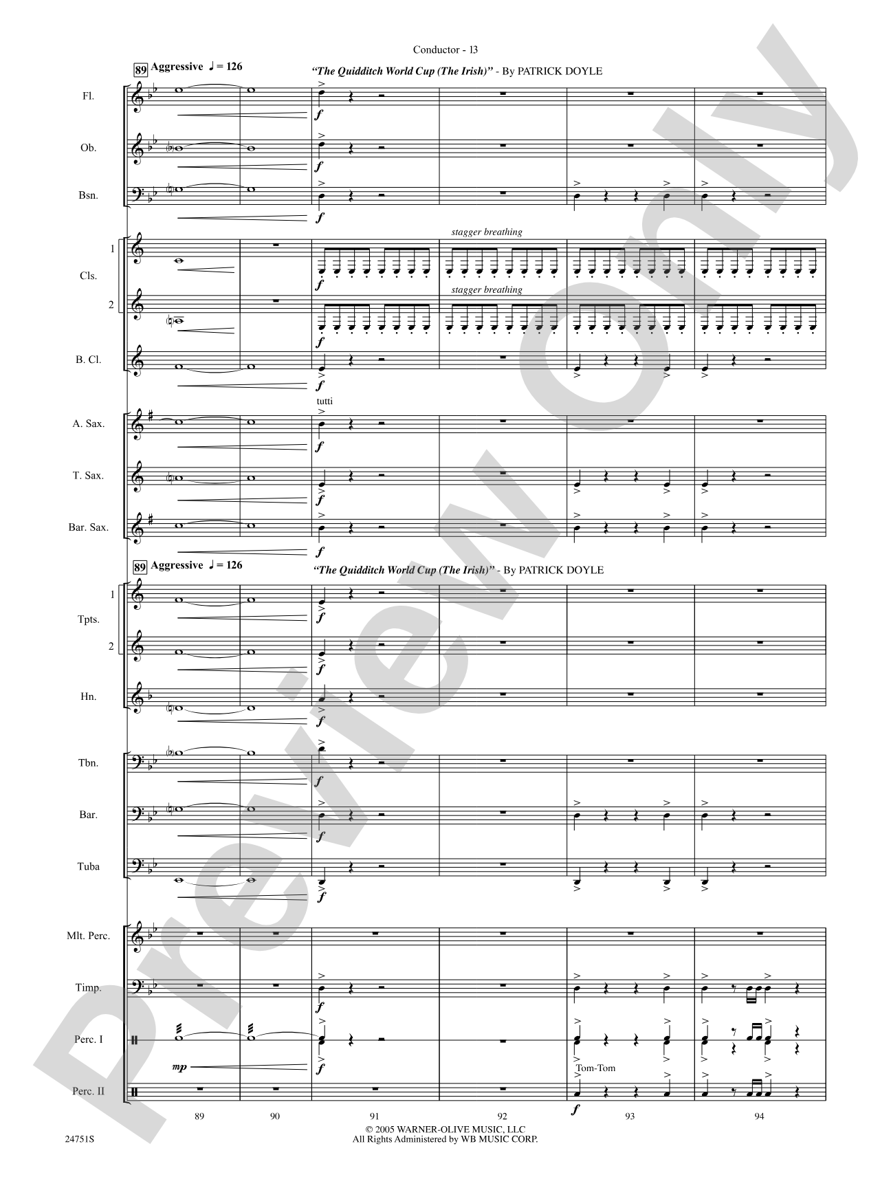 Harry Potter and the Goblet of Fire, Selections from: Concert Band Conductor Score & Parts