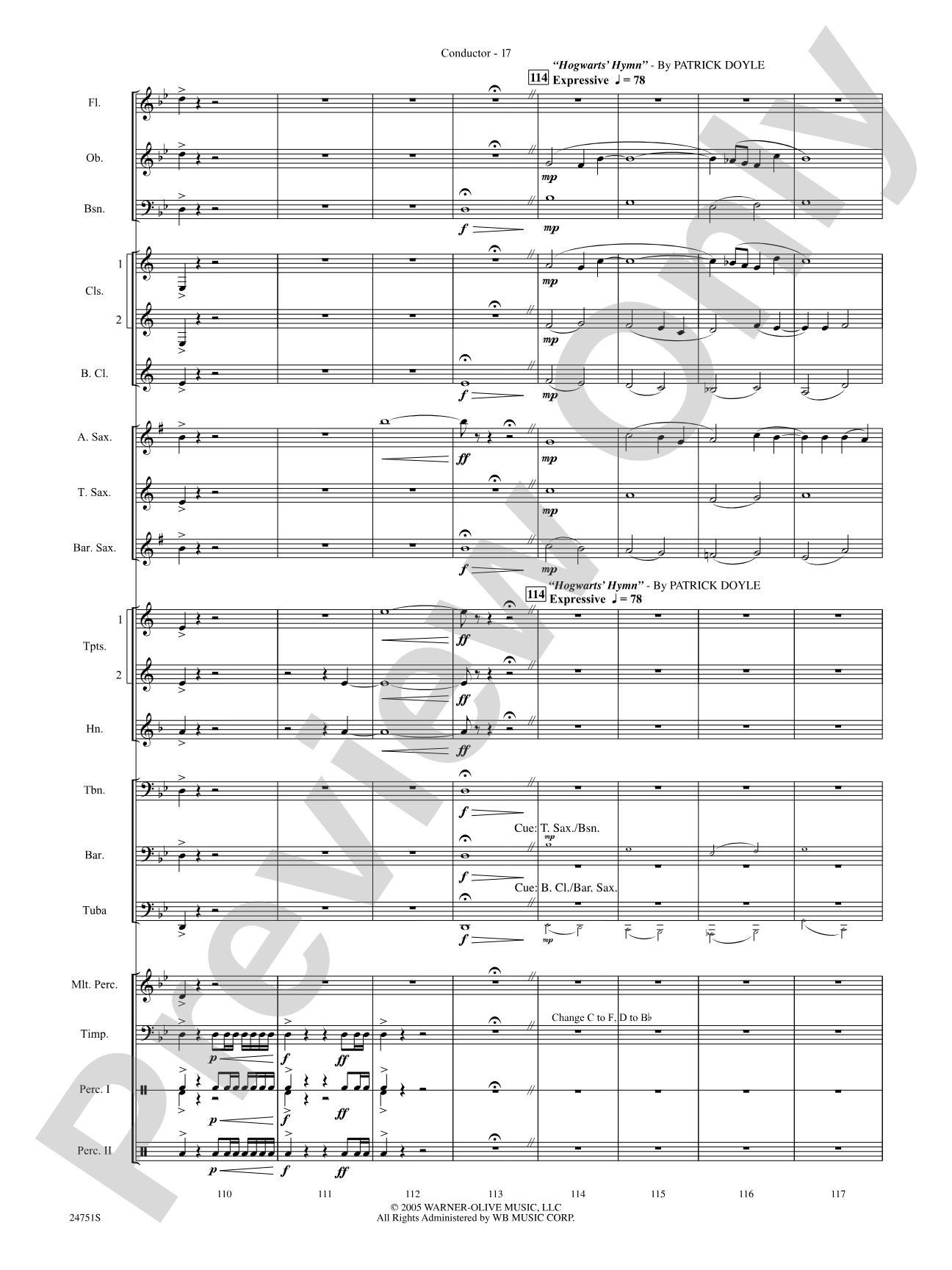 Harry Potter and the Goblet of Fire, Selections from: Concert Band Conductor Score & Parts