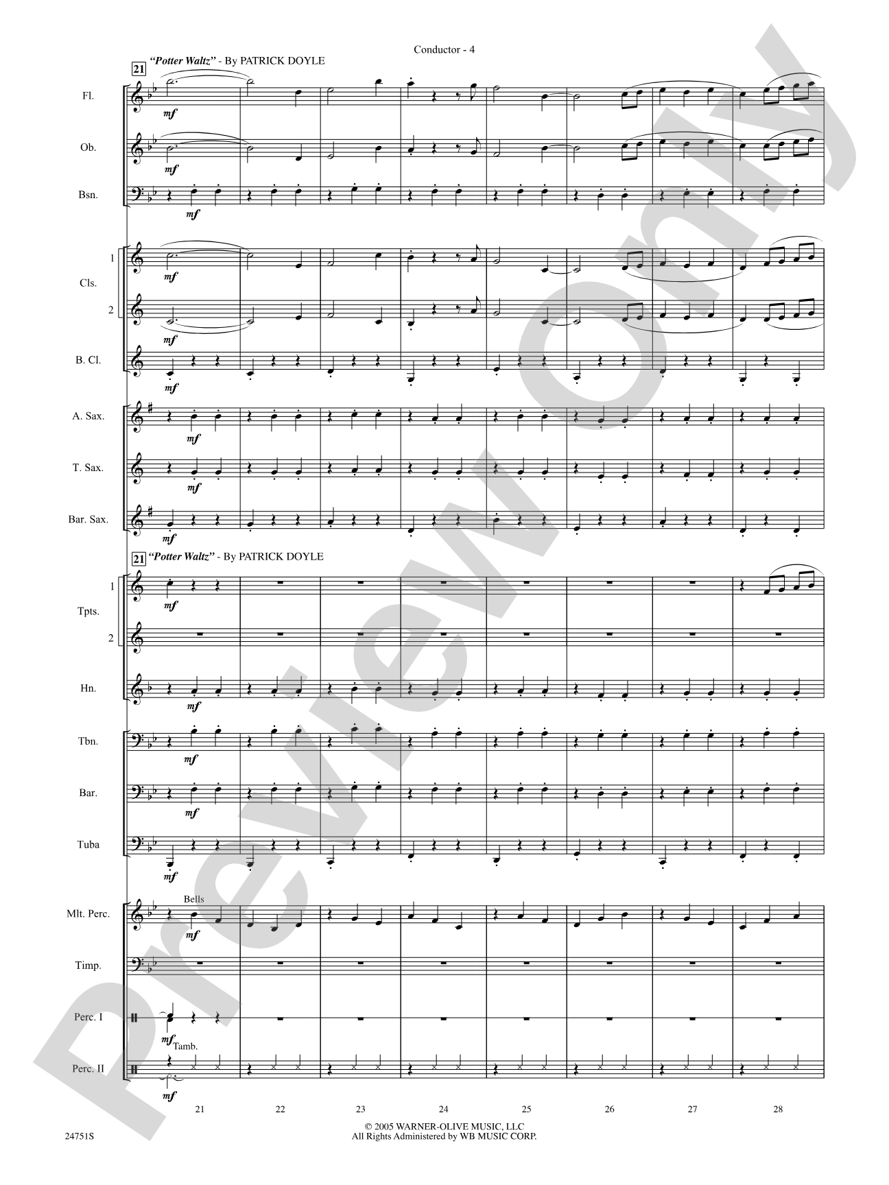 Harry Potter and the Goblet of Fire, Selections from: Concert Band Conductor Score & Parts