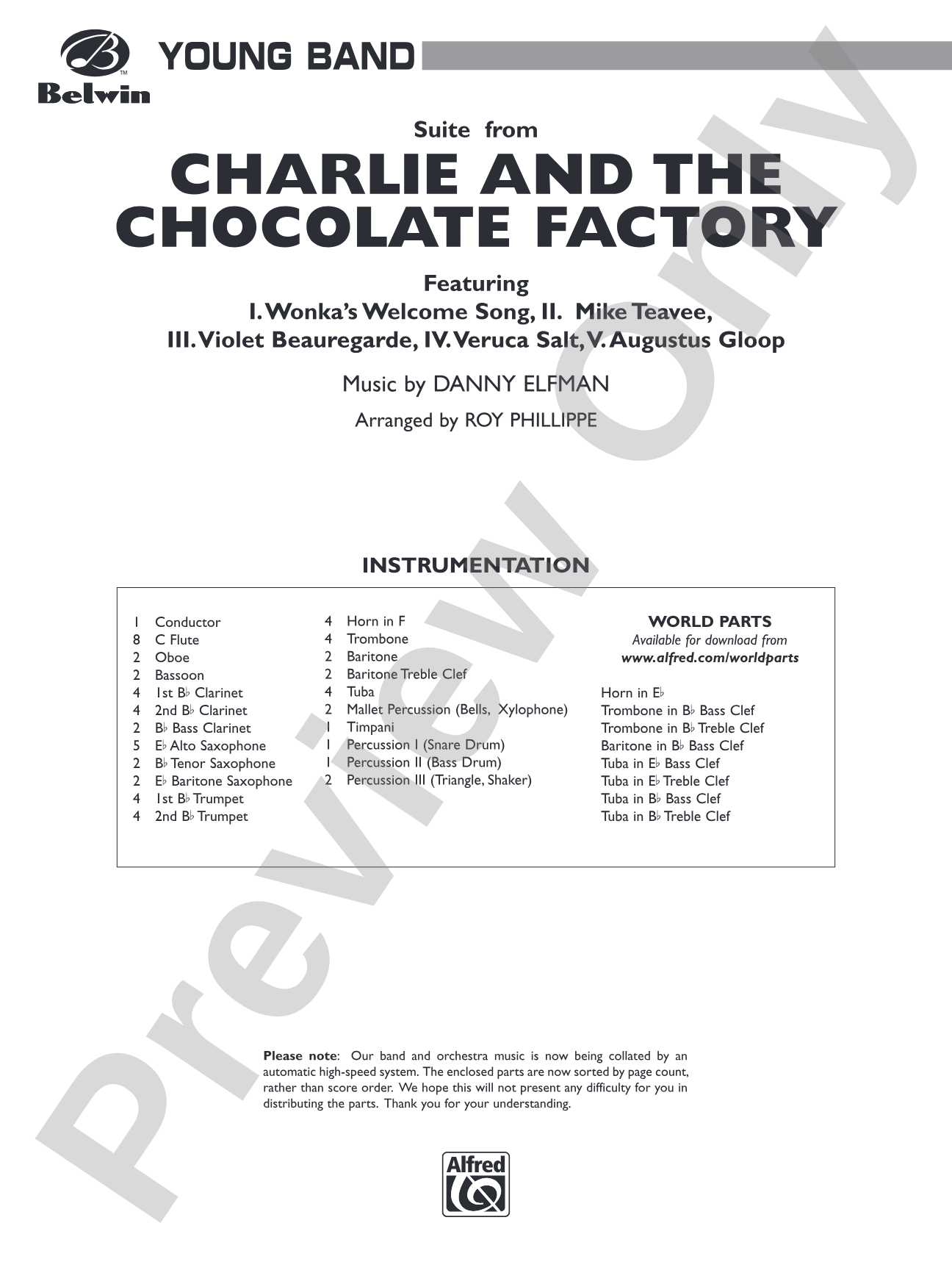 Charlie and the Chocolate Factory, Suite from: Concert Band Conductor Score & Parts