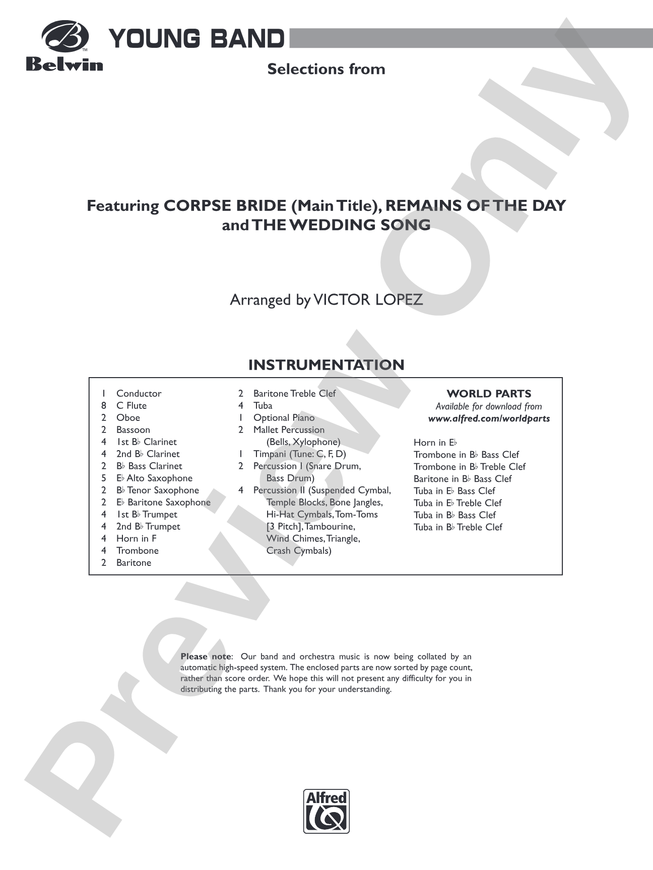 Corpse Bride, Selections from: Concert Band Conductor Score & Parts