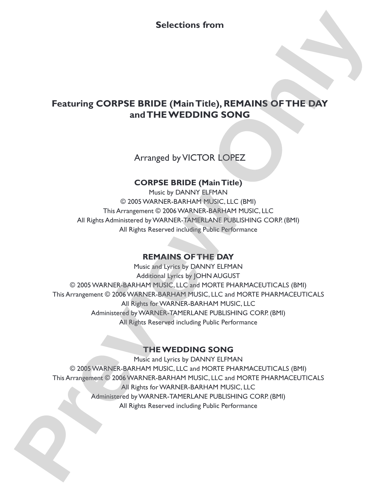 Corpse Bride, Selections from: Concert Band Conductor Score & Parts