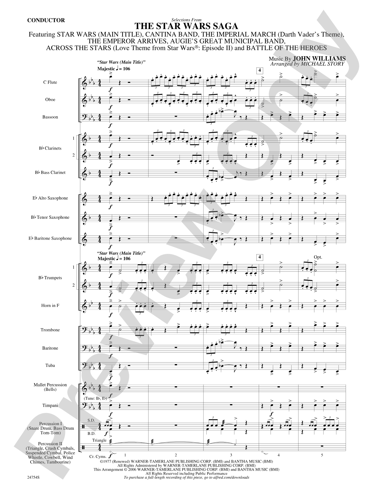 The Star Wars® Saga, Selections from: Concert Band Conductor Score & Parts