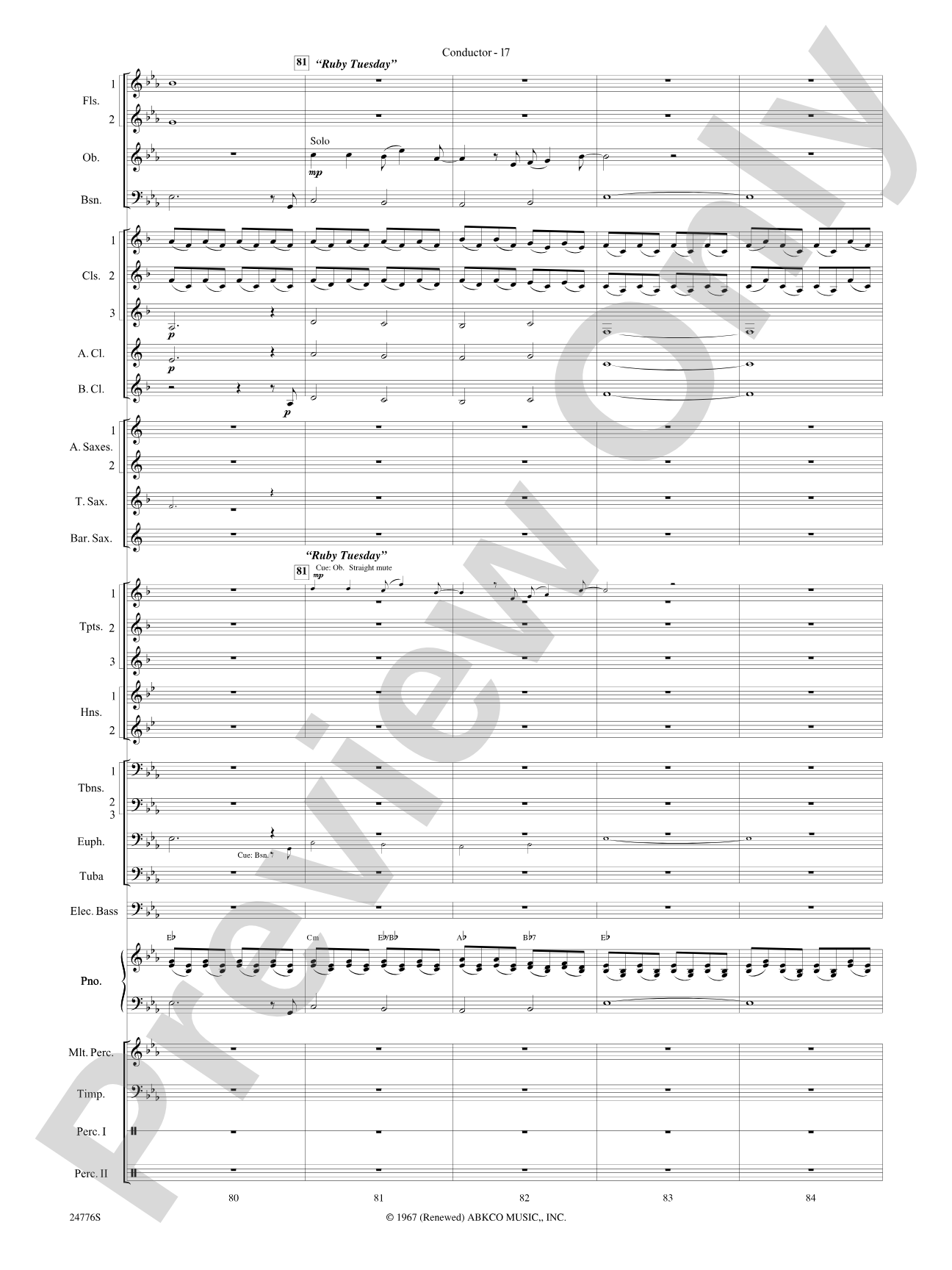 Rolling Stones: The Music Tour: Concert Band Conductor Score & Parts