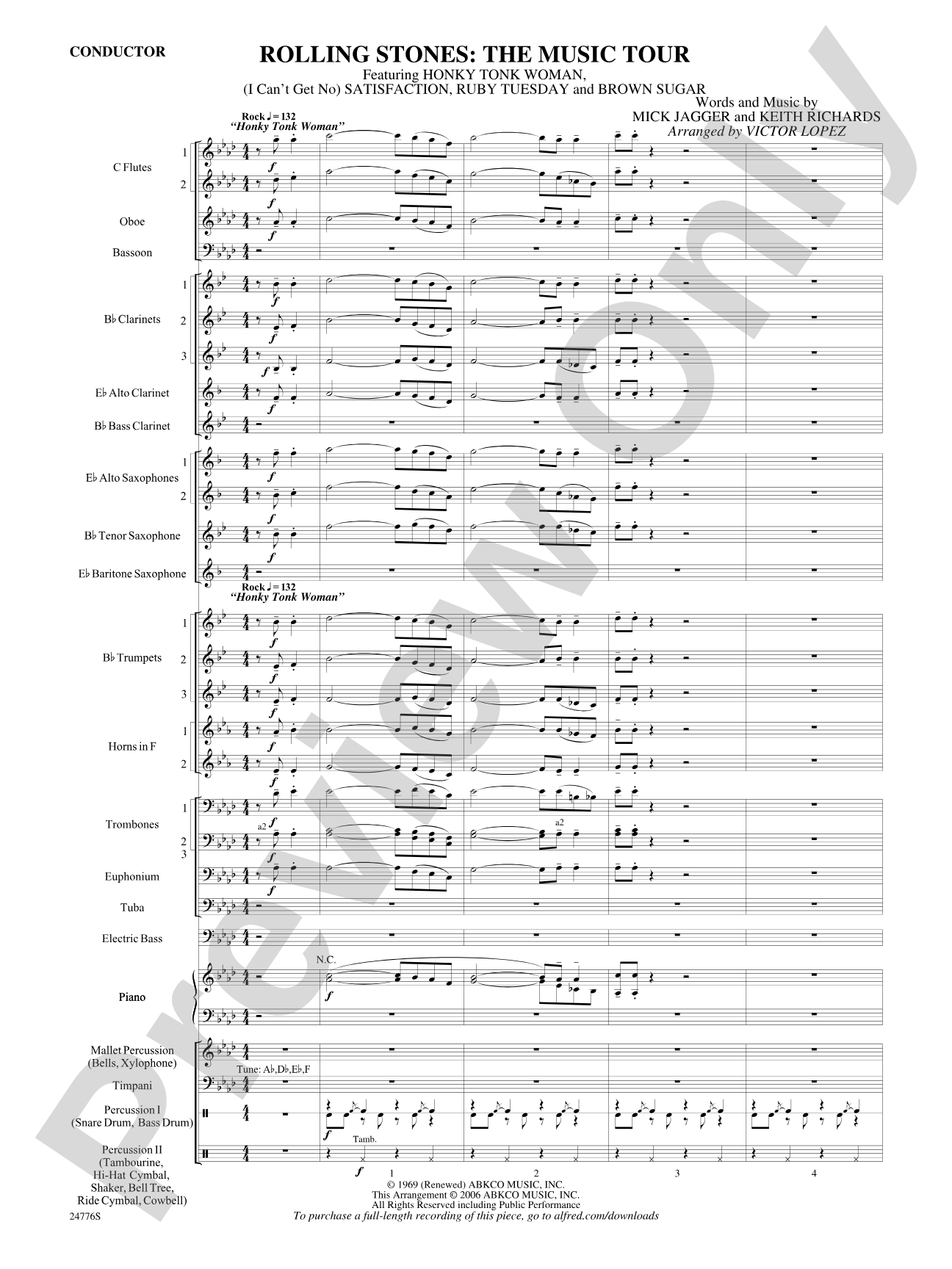 Rolling Stones: The Music Tour: Concert Band Conductor Score & Parts