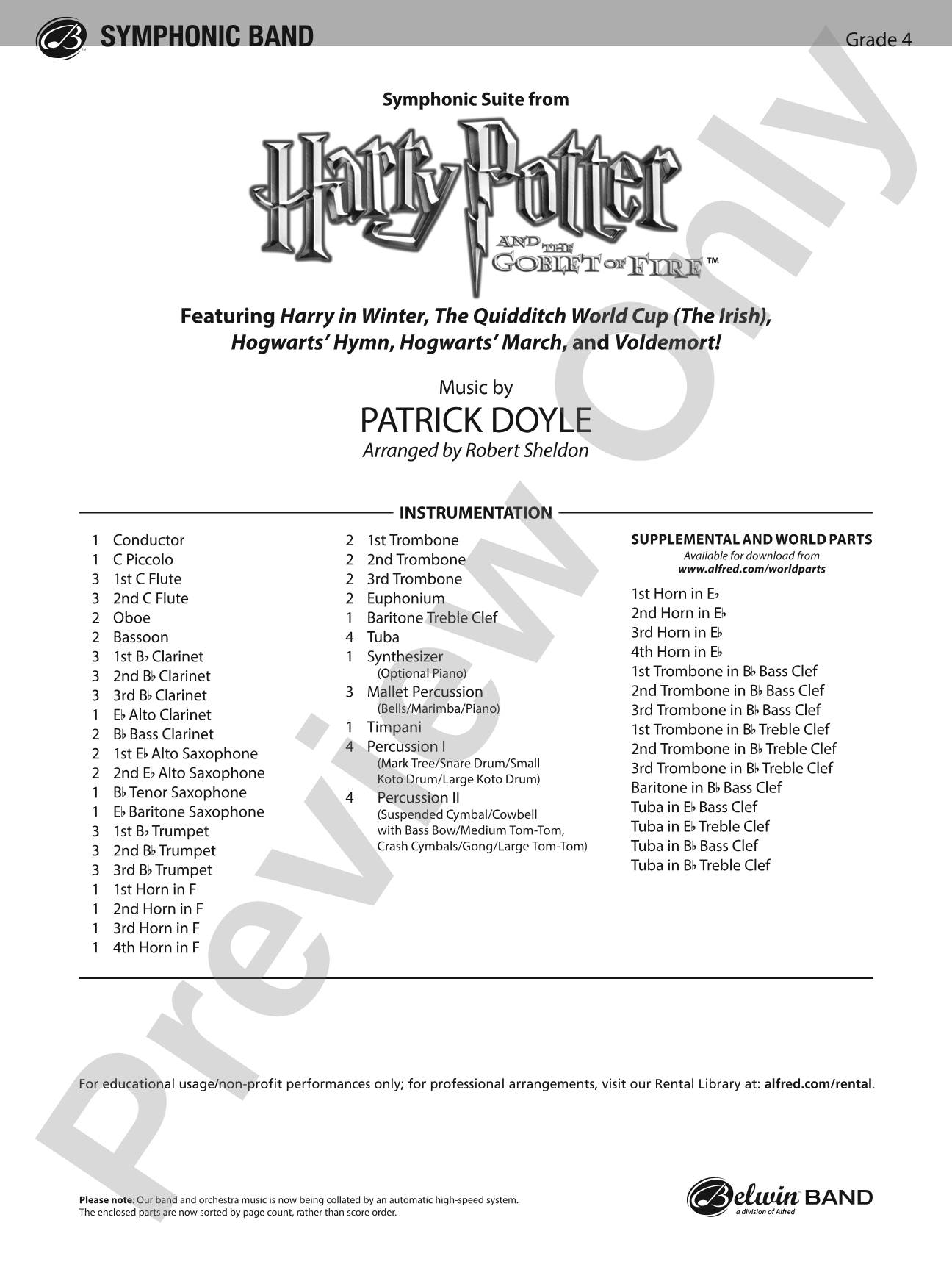 Harry Potter and the Goblet of Fire, Symphonic Suite from: Score