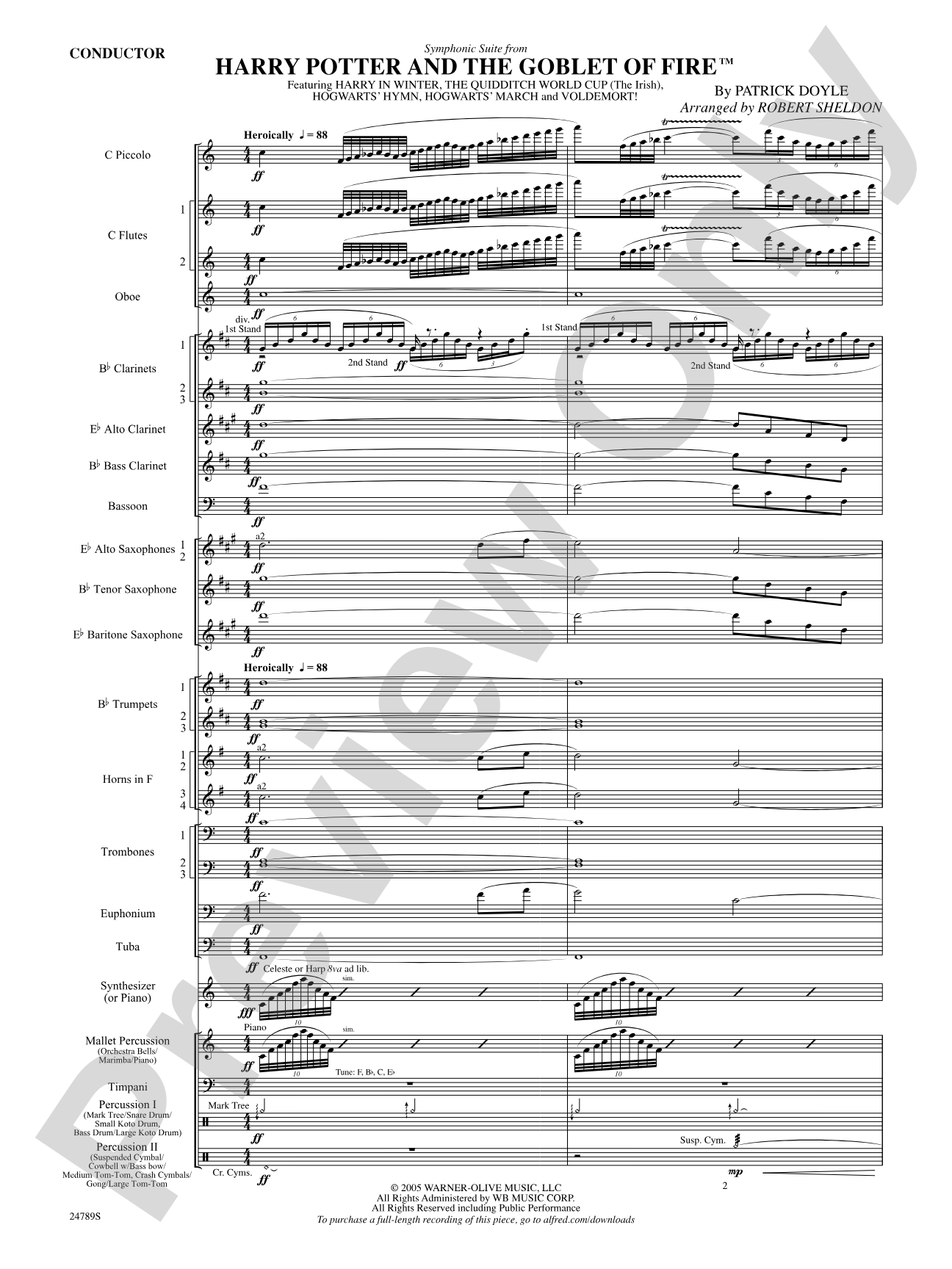 Harry Potter and the Goblet of Fire, Symphonic Suite from: Score
