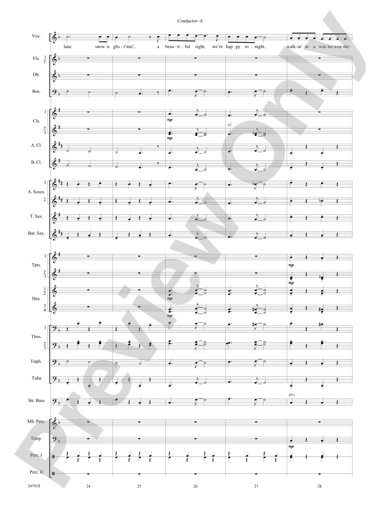 On with the Snow!: Concert Band Conductor Score & Parts
