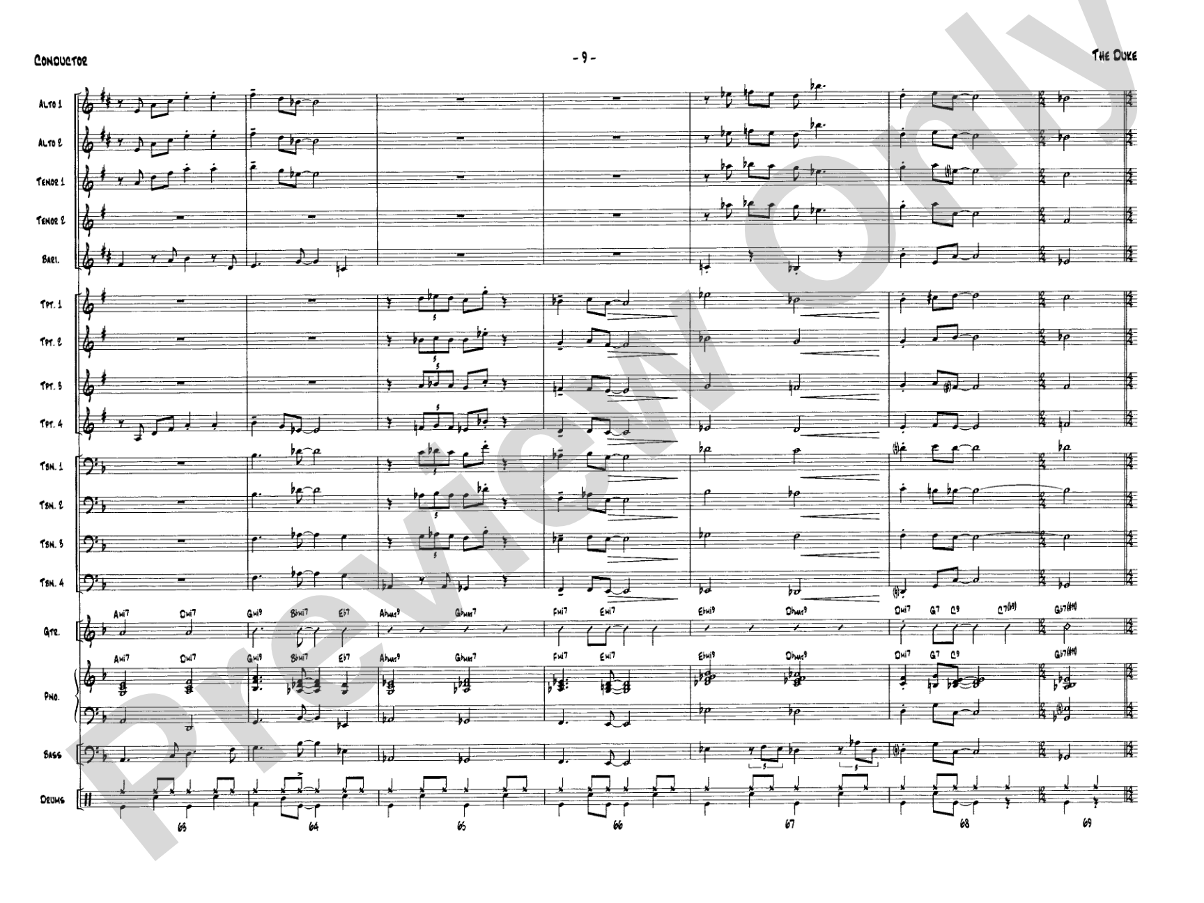 The Duke: Jazz Ensemble Conductor Score & Parts