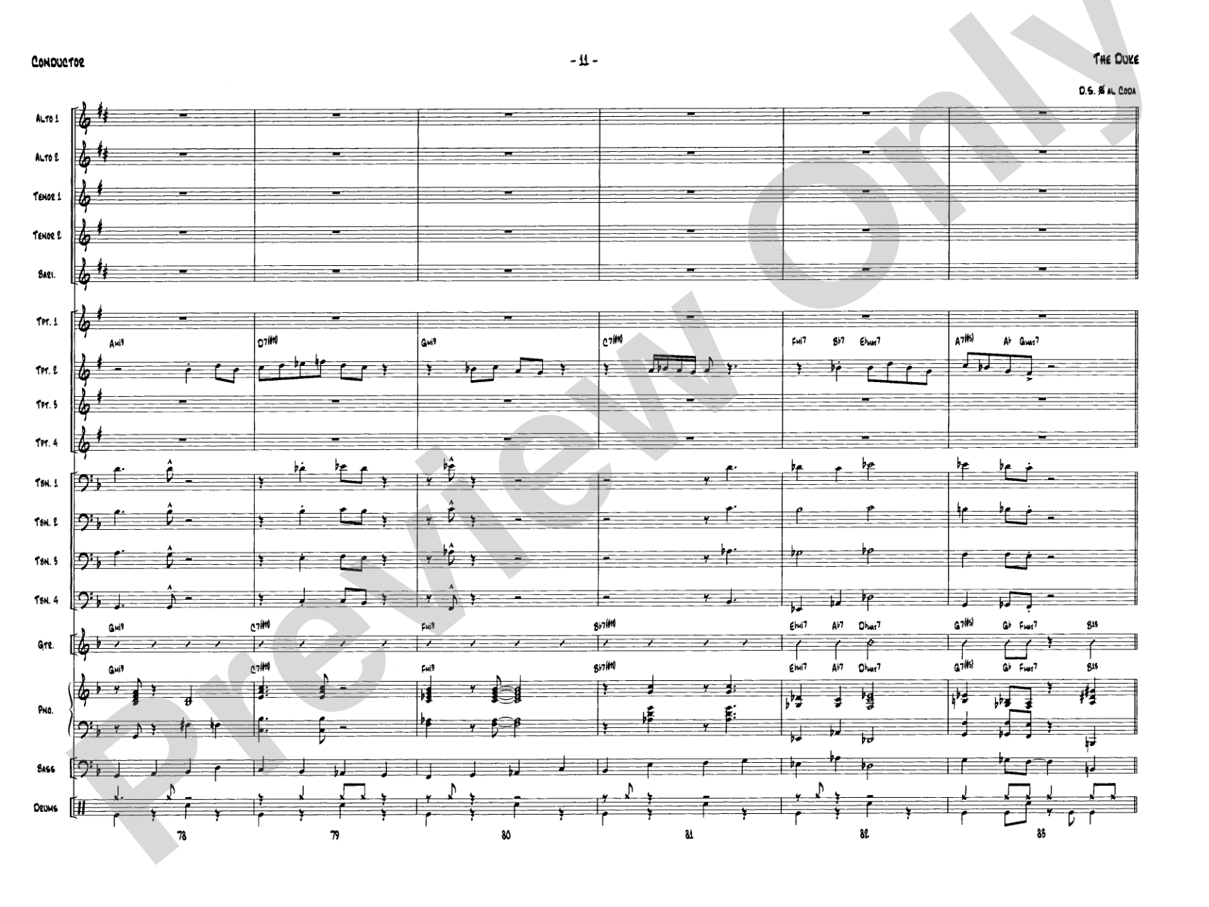 The Duke: Jazz Ensemble Conductor Score & Parts