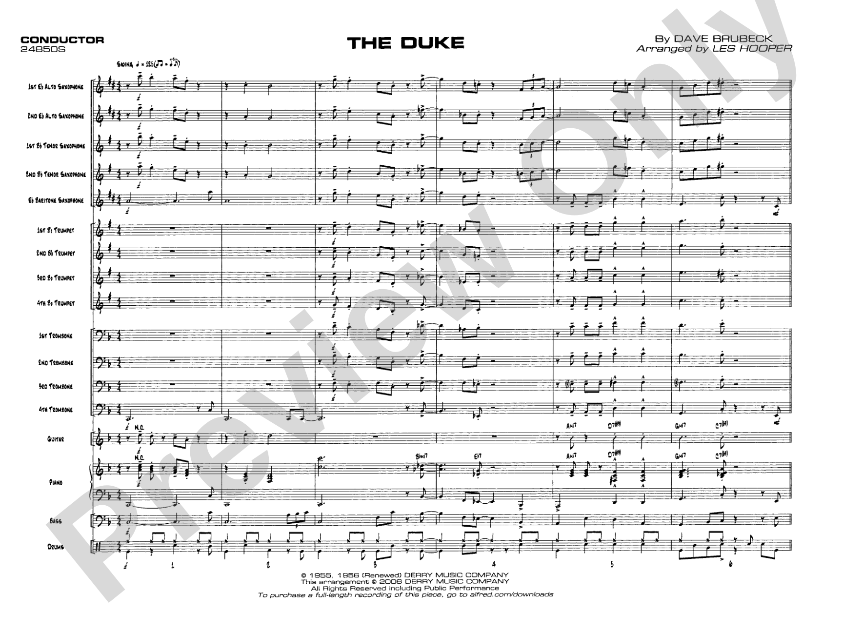 The Duke: Jazz Ensemble Conductor Score & Parts