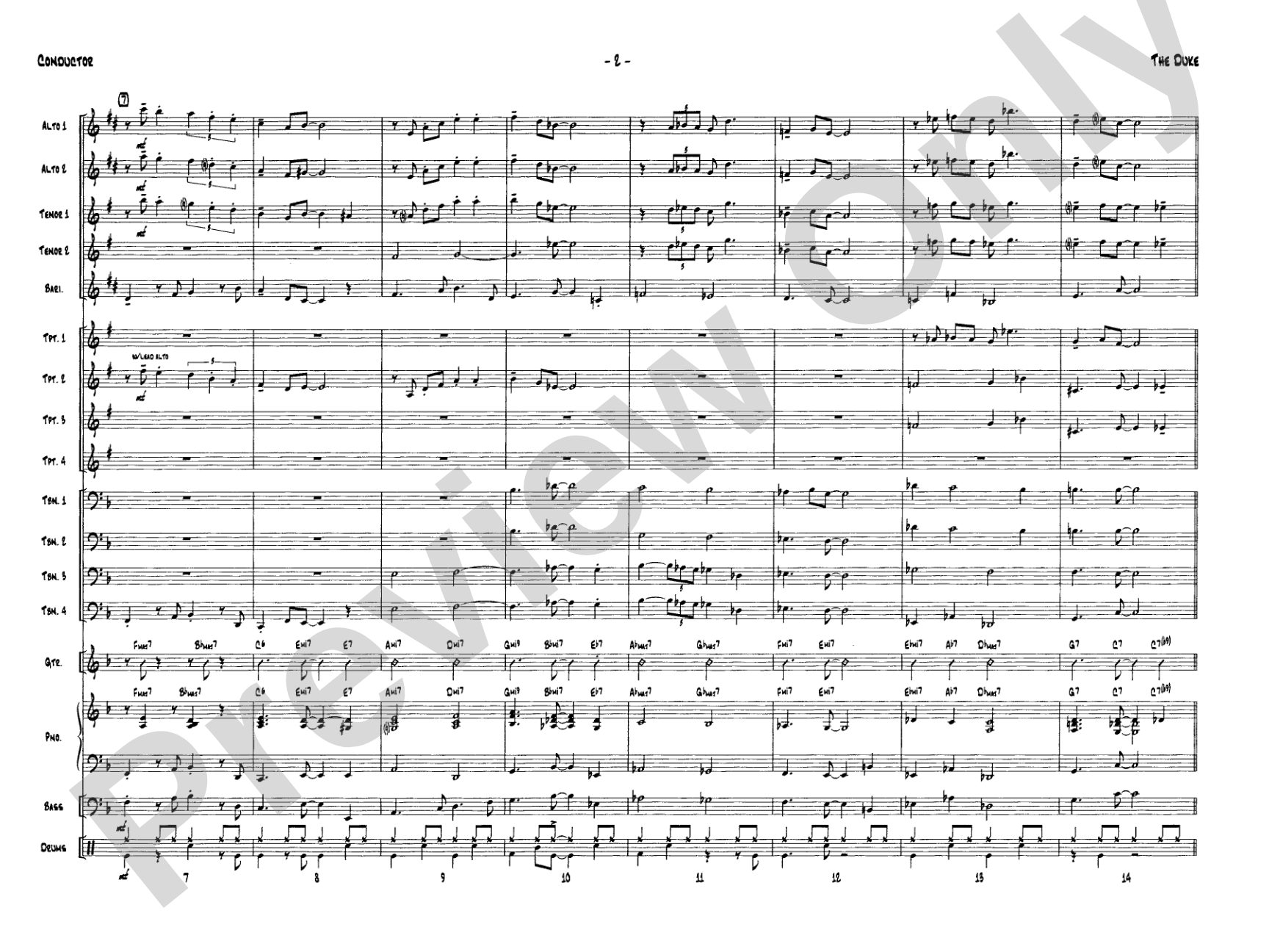 The Duke: Jazz Ensemble Conductor Score & Parts