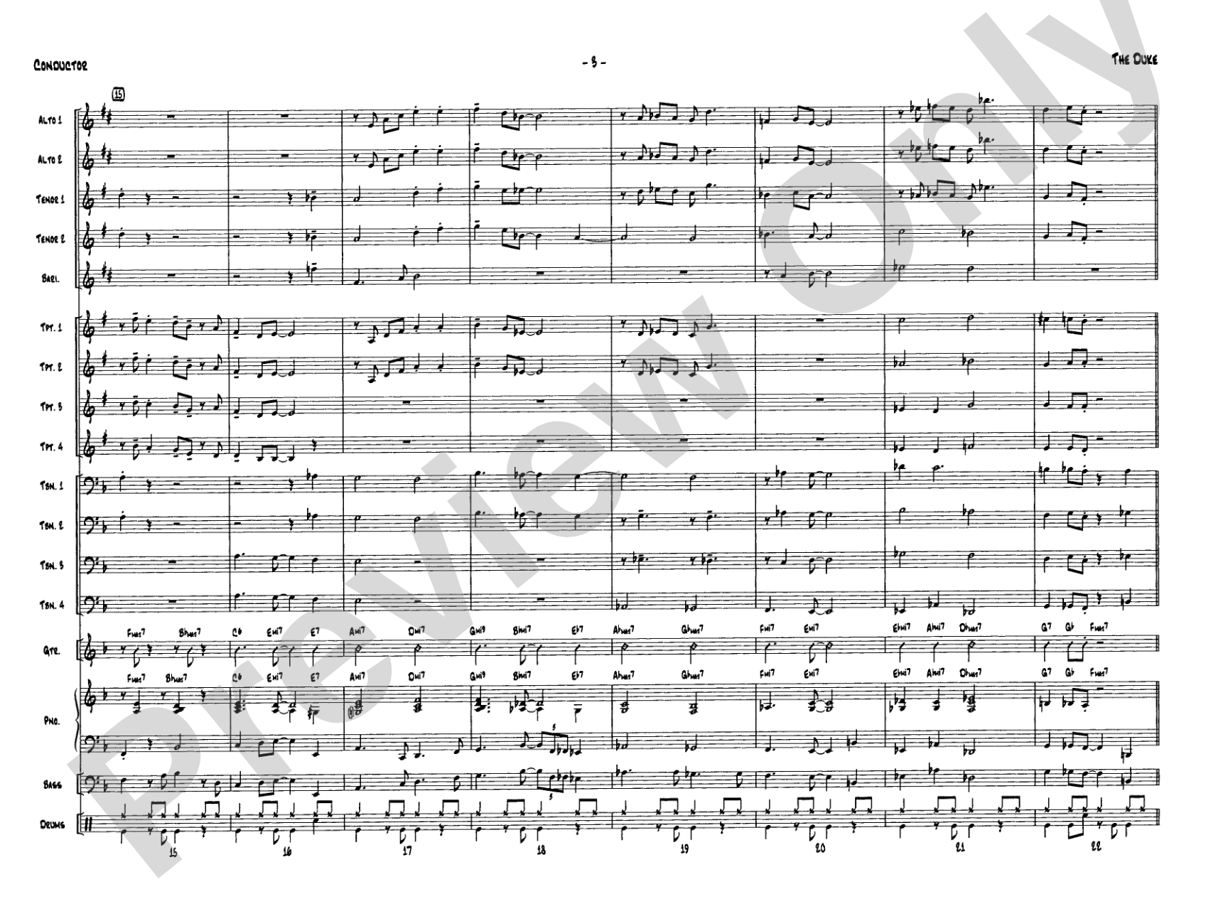 The Duke: Jazz Ensemble Conductor Score & Parts