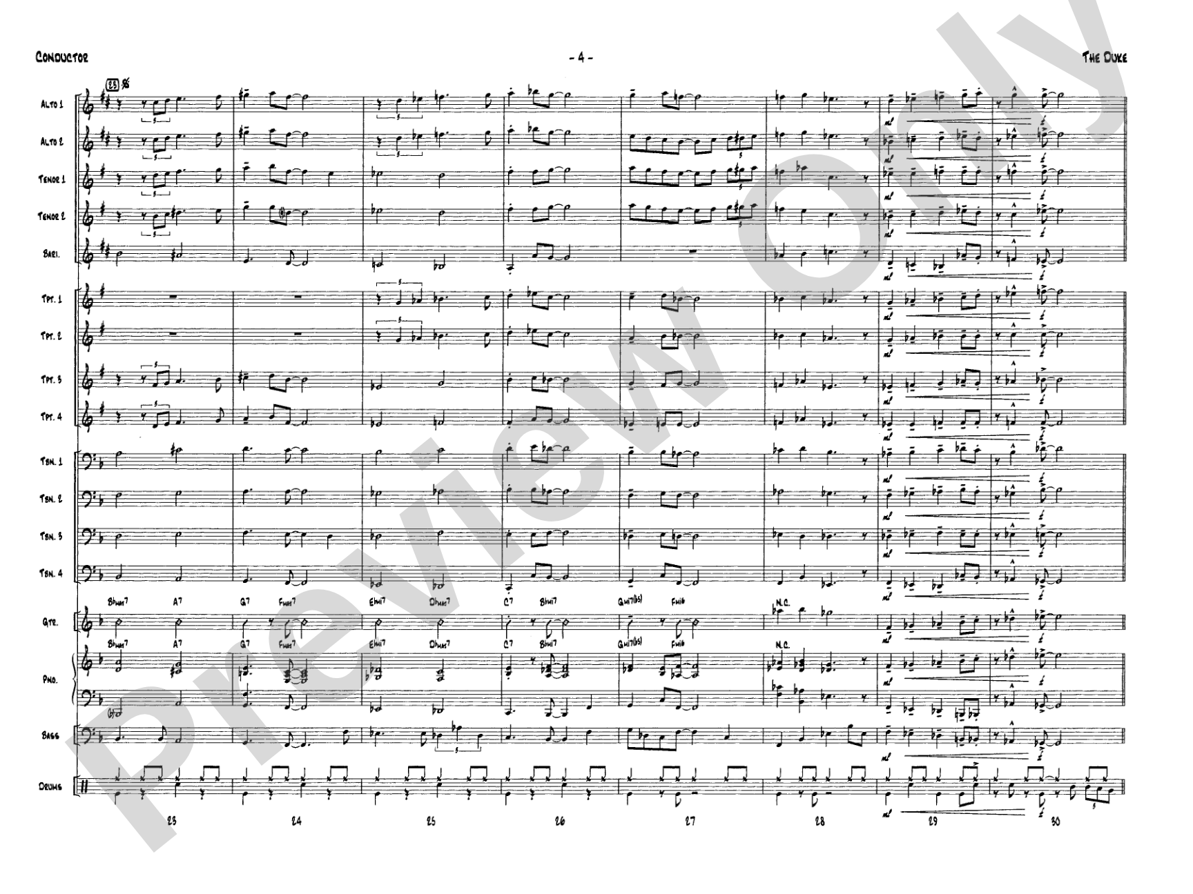 The Duke: Jazz Ensemble Conductor Score & Parts