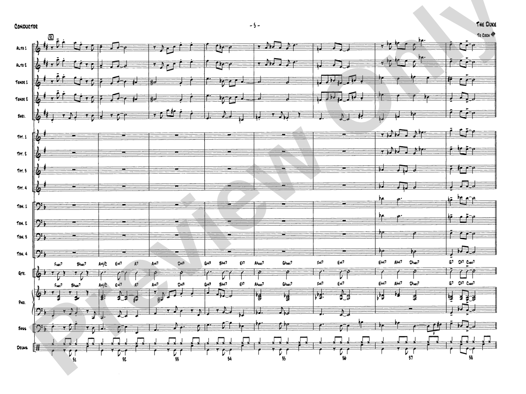 The Duke: Jazz Ensemble Conductor Score & Parts