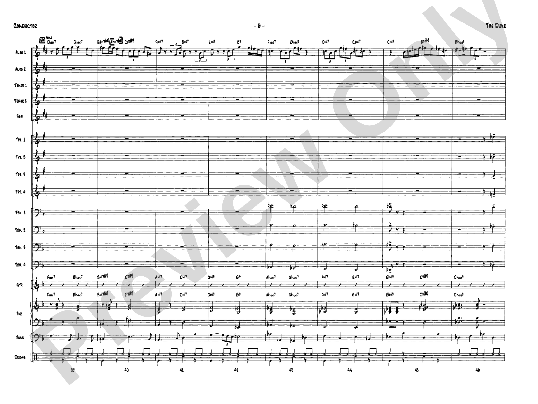 The Duke: Jazz Ensemble Conductor Score & Parts