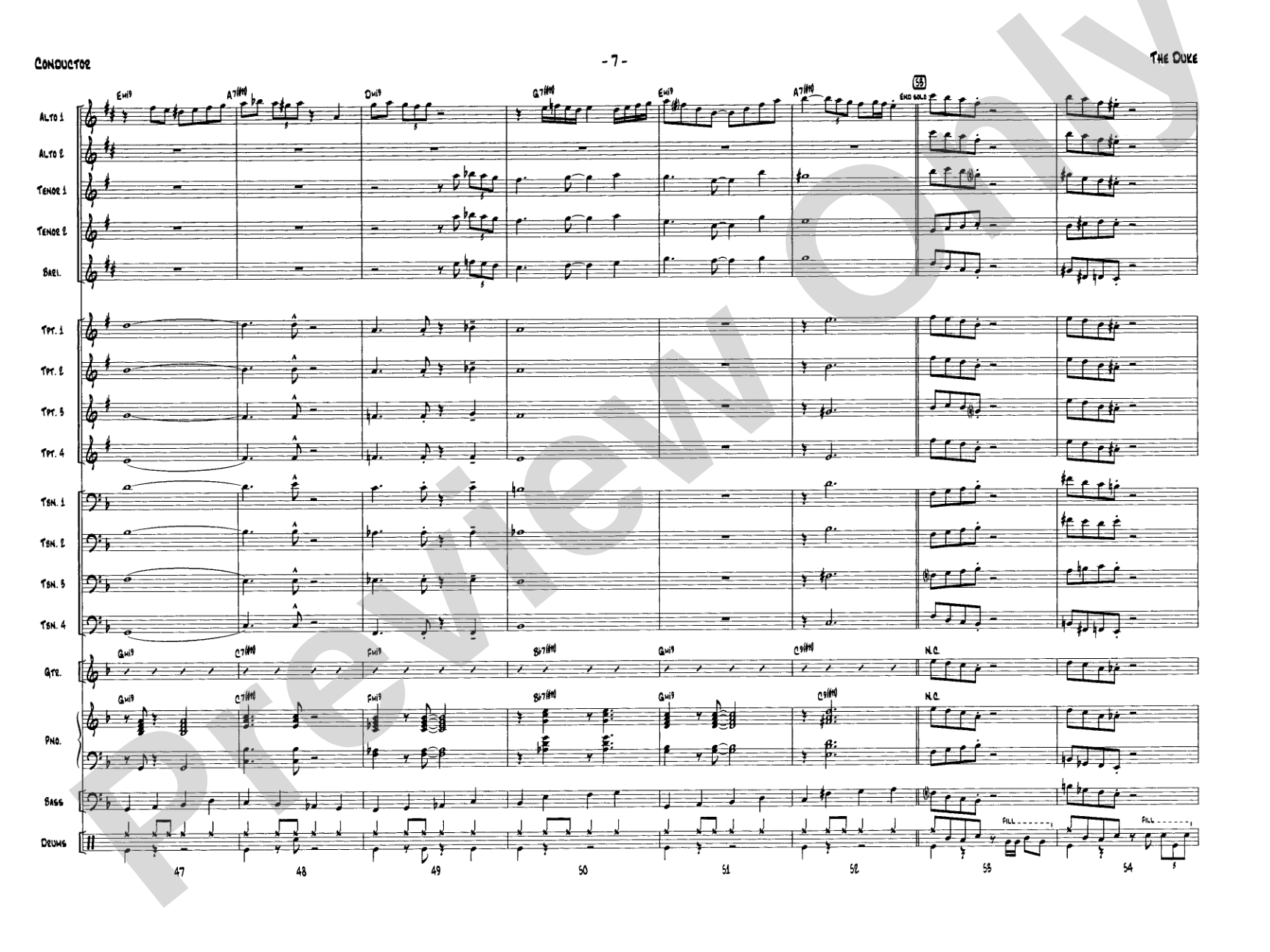 The Duke: Jazz Ensemble Conductor Score & Parts