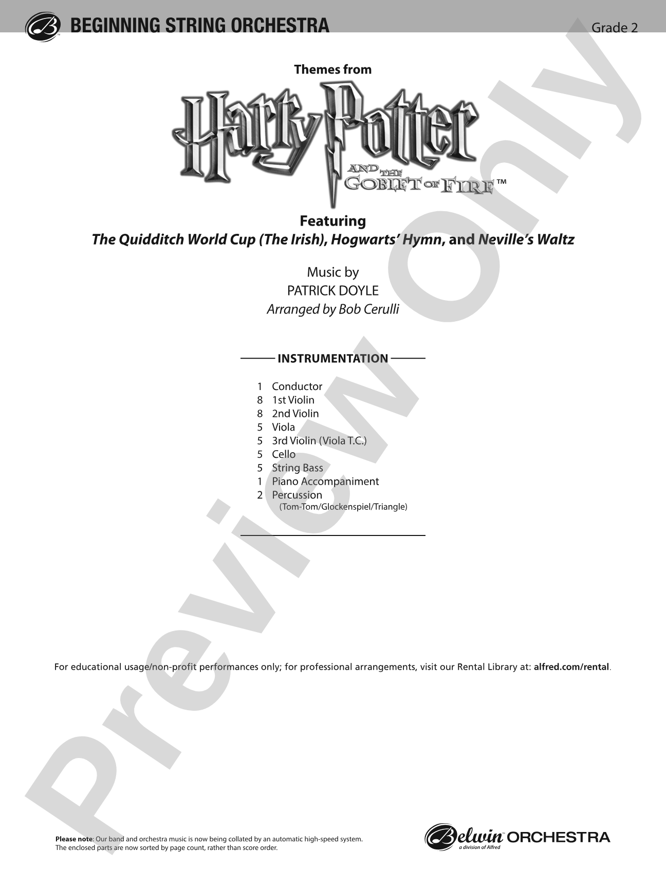 Harry Potter and the Goblet of Fire,™ Themes from: String Orchestra Conductor Score & Parts