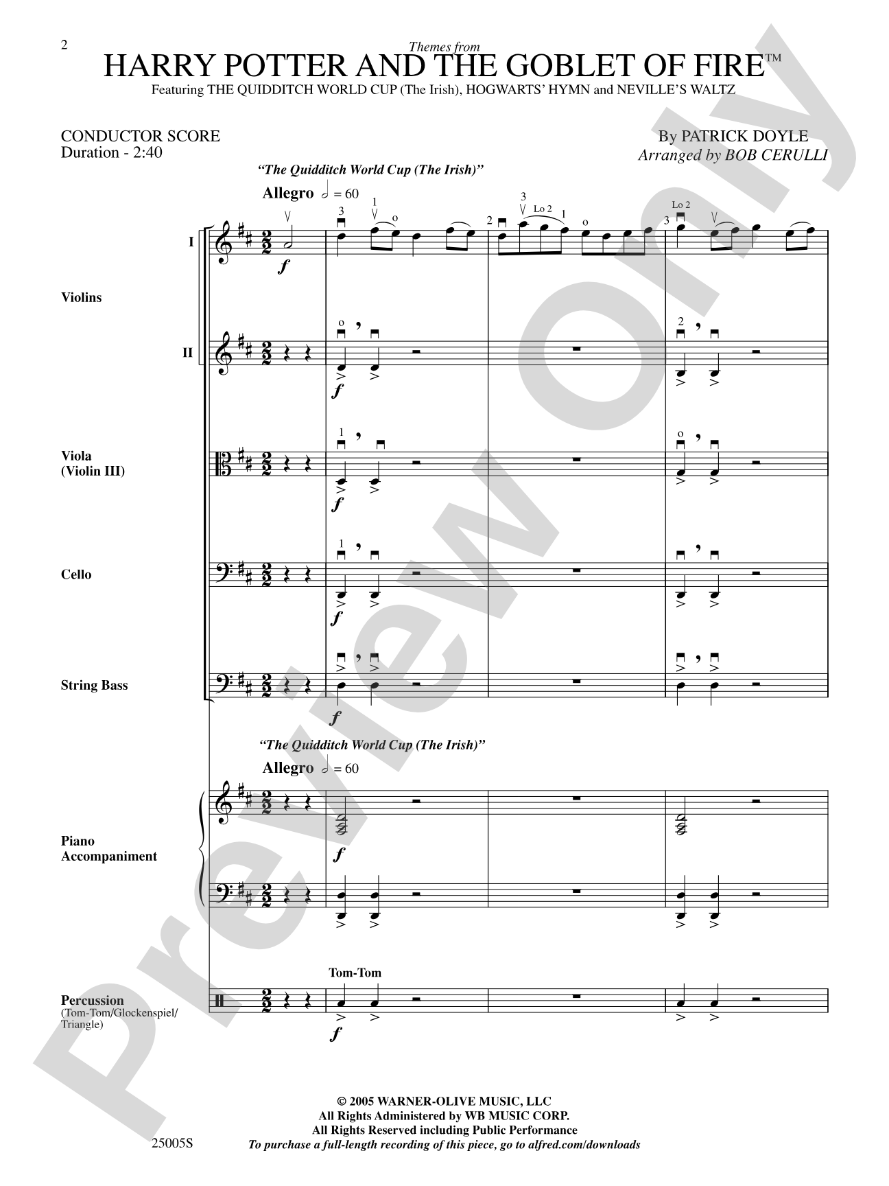 Harry Potter and the Goblet of Fire,™ Themes from: String Orchestra Conductor Score & Parts