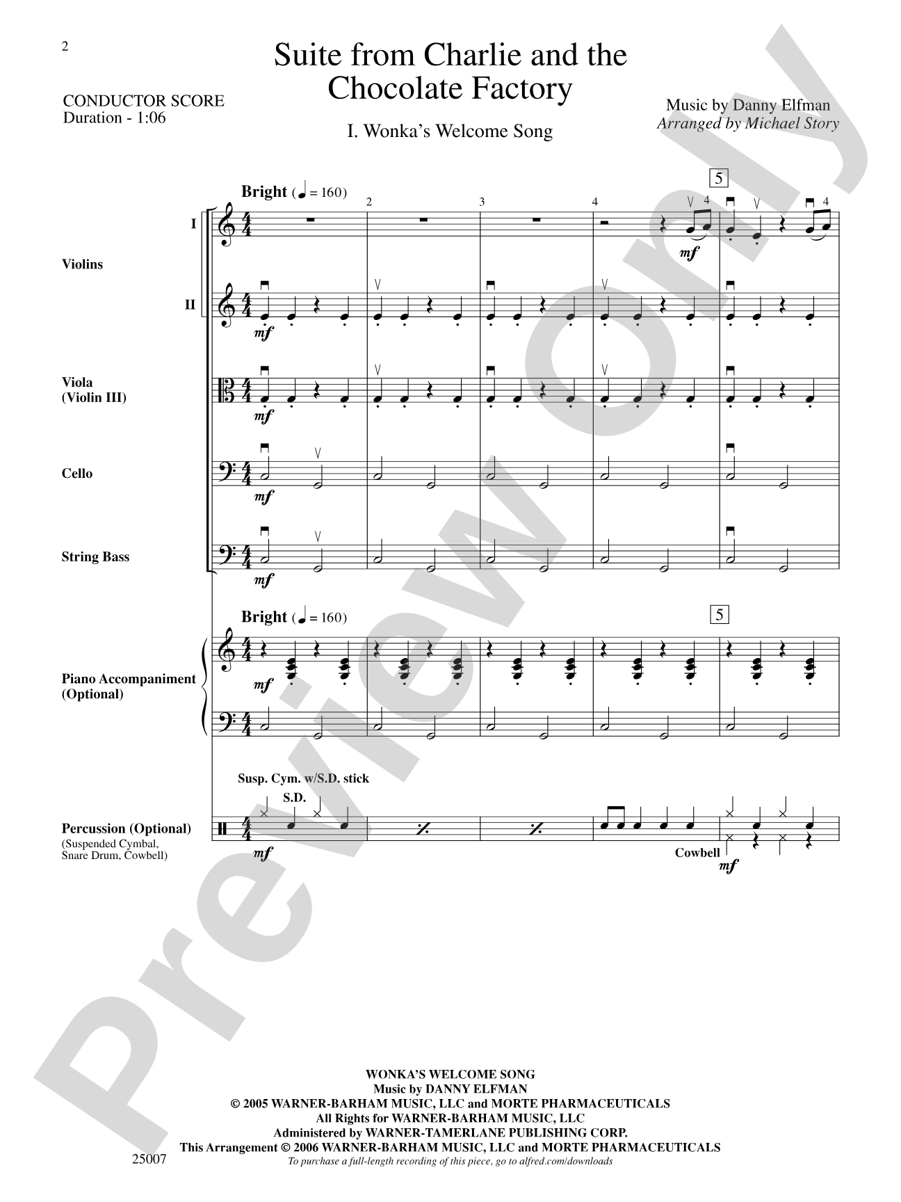 Charlie and the Chocolate Factory, Suite from: String Orchestra Conductor Score & Parts