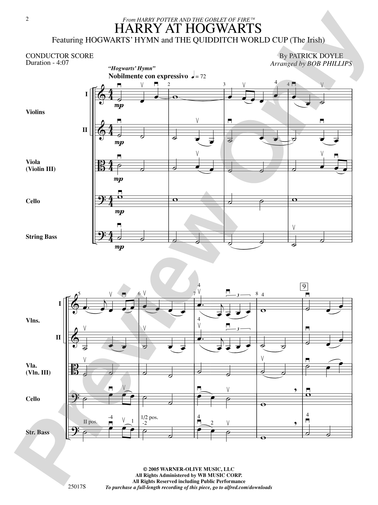 Harry at Hogwarts, Themes from Harry Potter and the Goblet of Fire™: String Orchestra Conductor Score & Parts