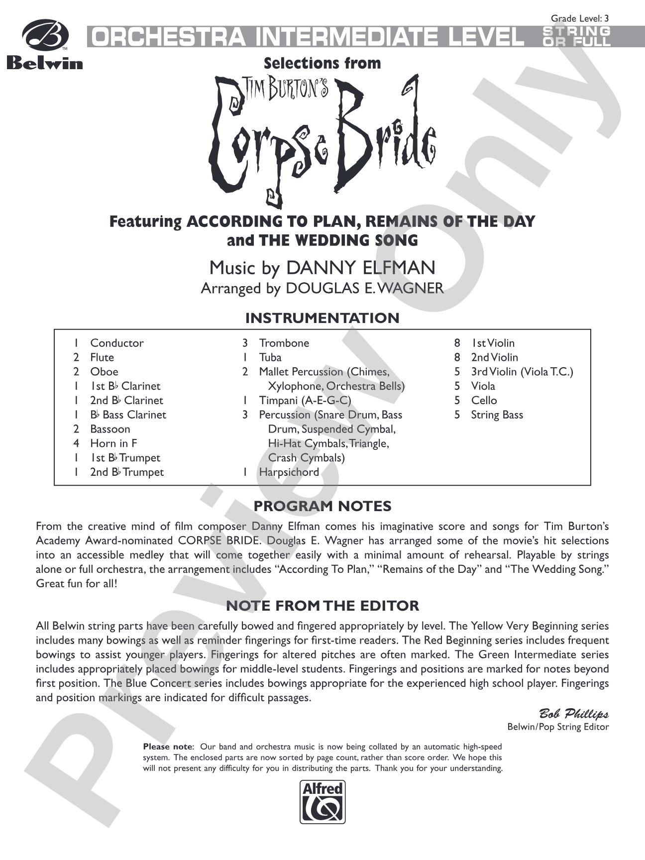 Corpse Bride, Selections from Tim Burton's: Score