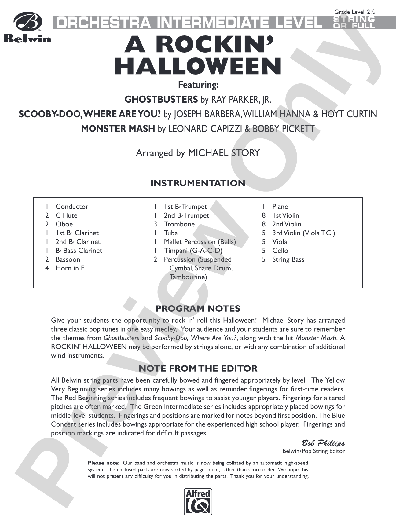 A Rockin' Halloween: Full Orchestra Conductor Score & Parts