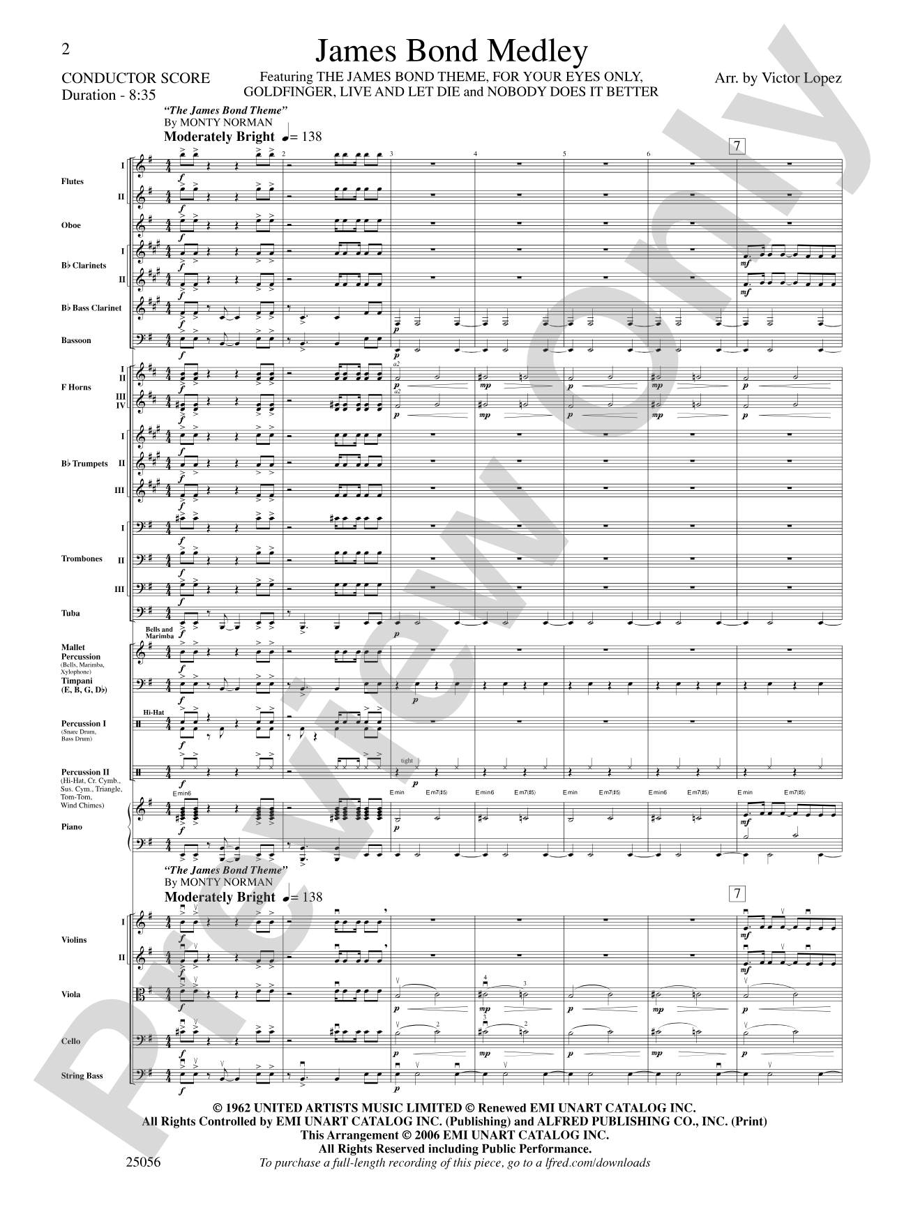 James Bond Medley: Full Orchestra Conductor Score & Parts