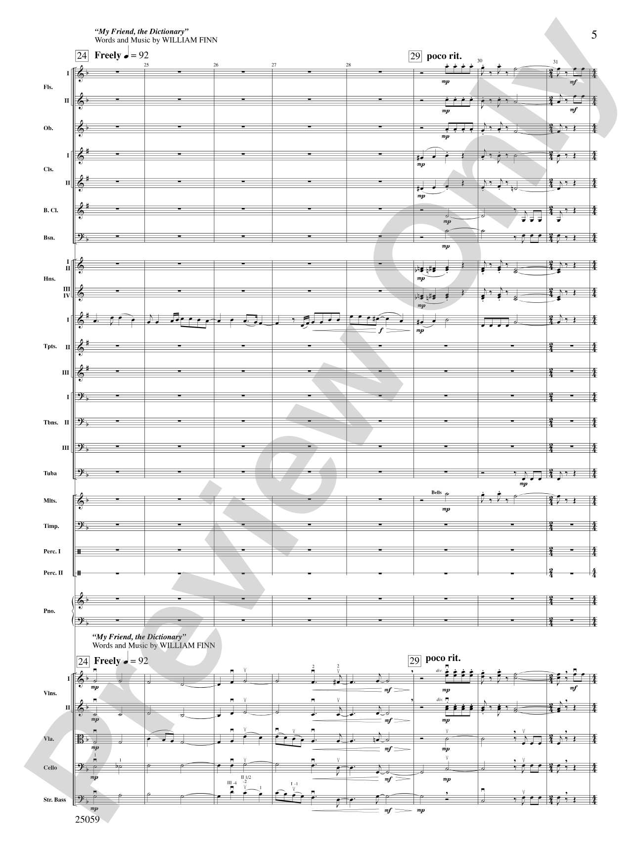 The 25th Annual Putnam County Spelling Bee,™ Selections from: Full Orchestra Conductor Score & Parts