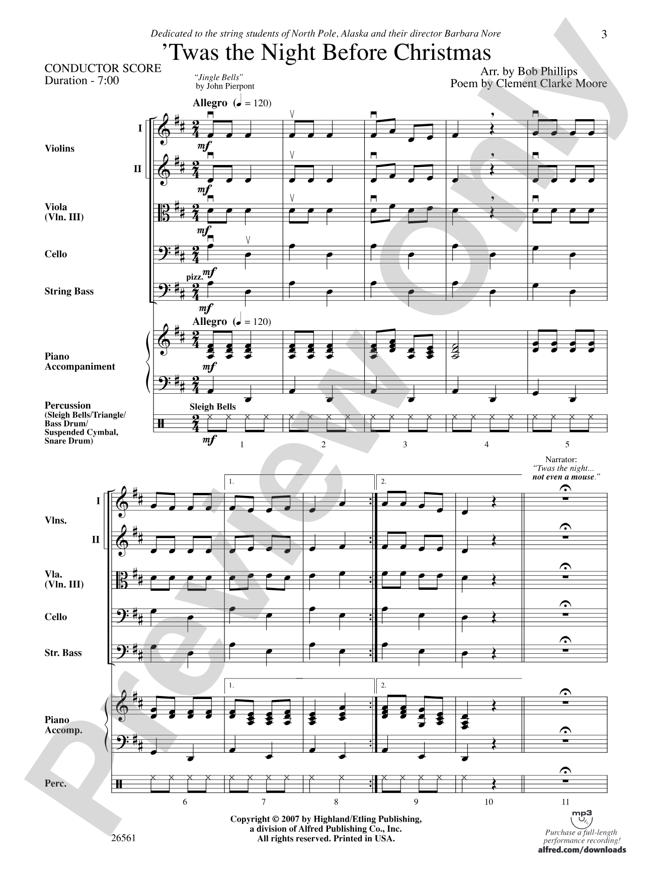 'Twas the Night Before Christmas: String Orchestra Conductor Score & Parts