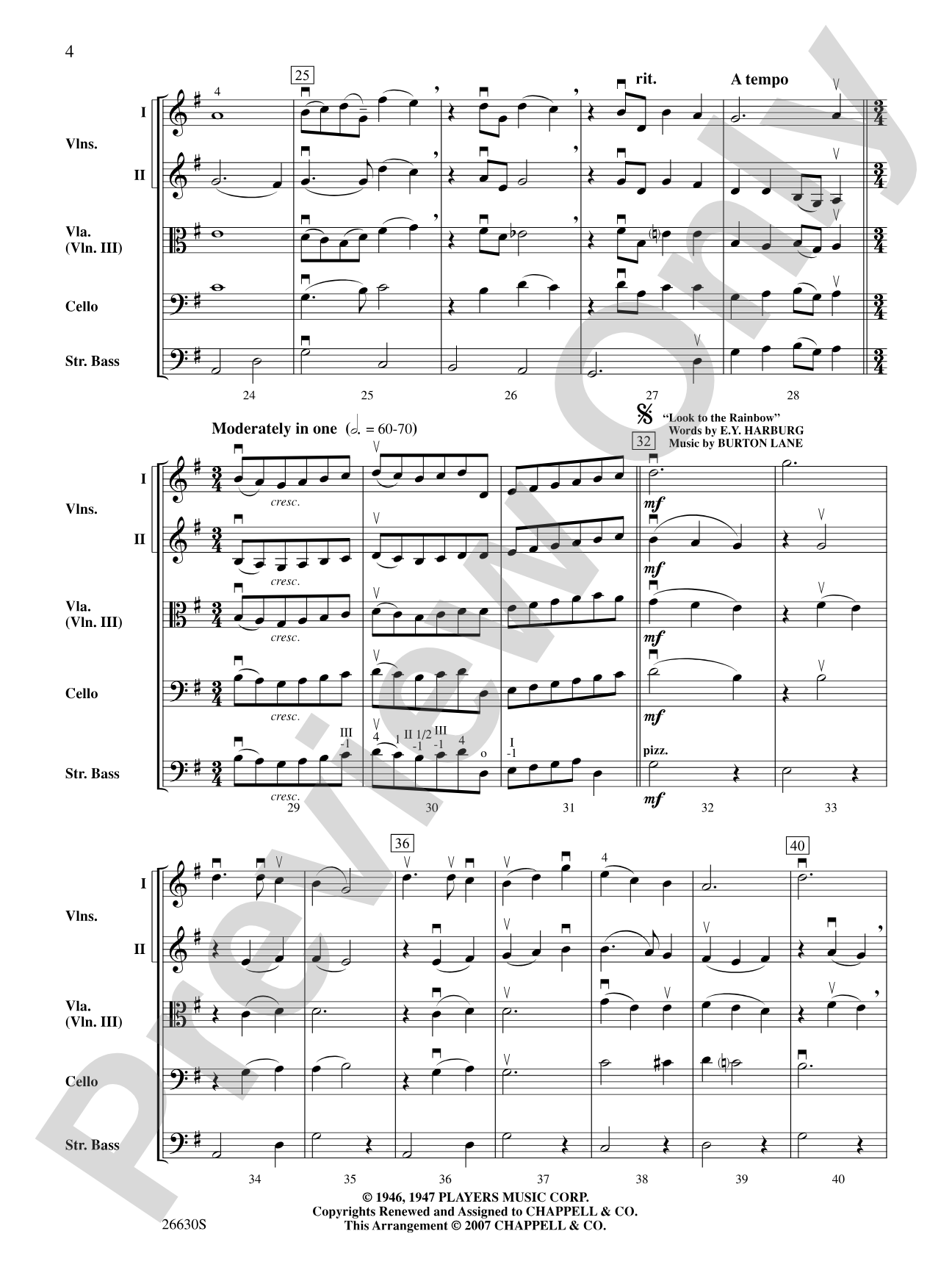 Follow the Rainbow: String Orchestra Conductor Score & Parts
