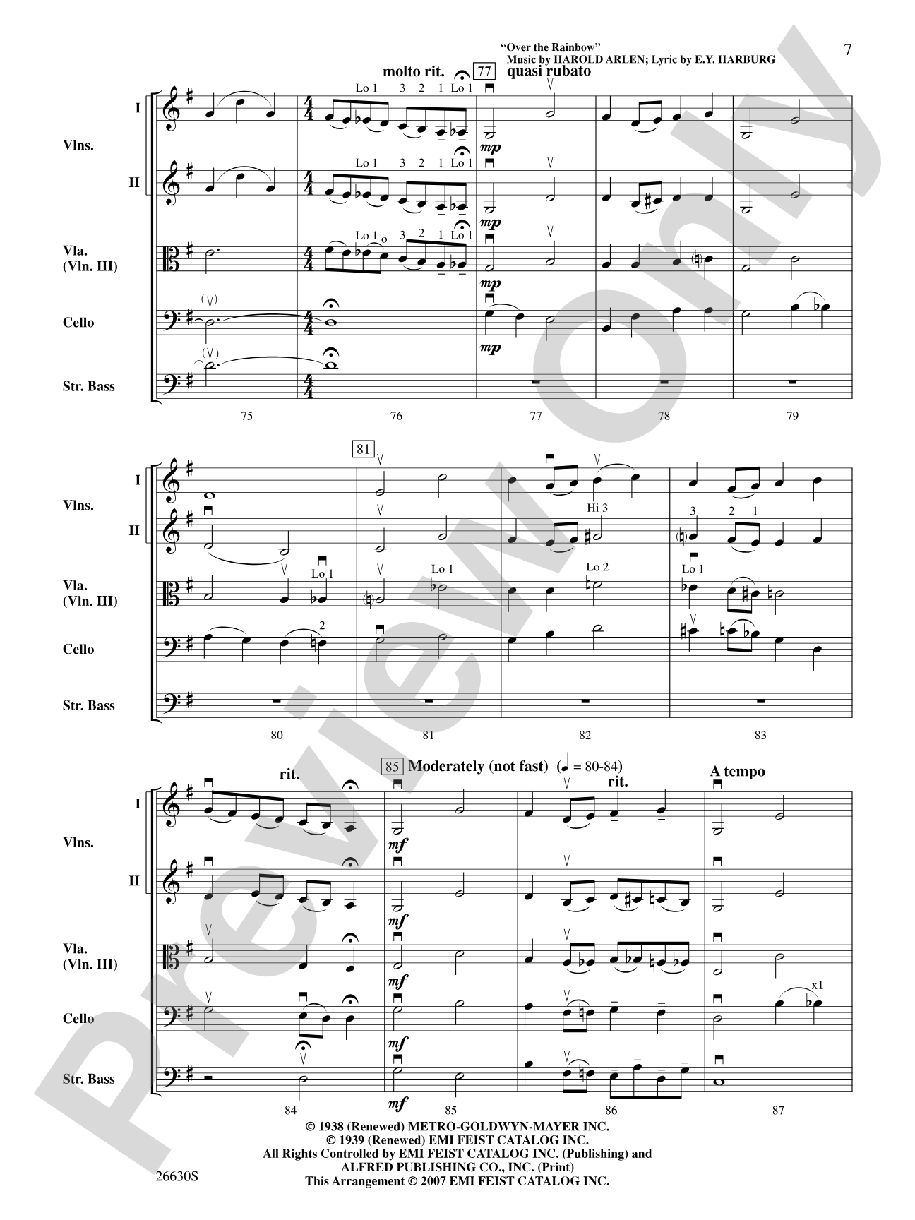 Follow the Rainbow: String Orchestra Conductor Score & Parts