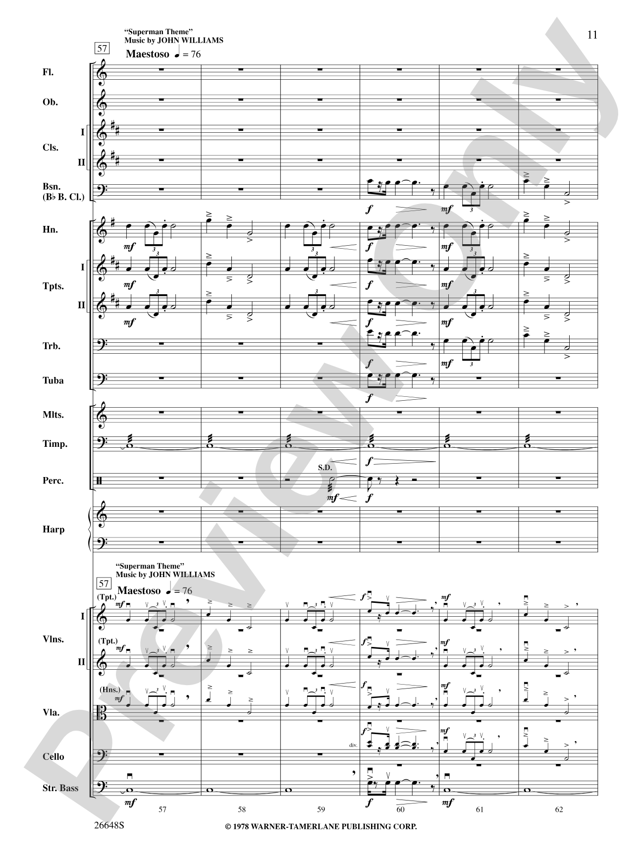 Superman Returns: Full Orchestra Conductor Score & Parts