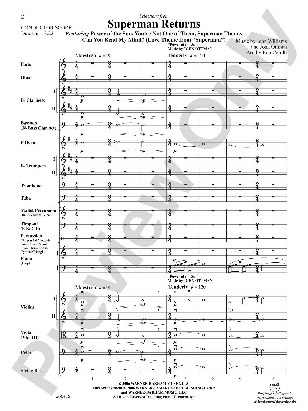 Superman Returns: Full Orchestra Conductor Score & Parts