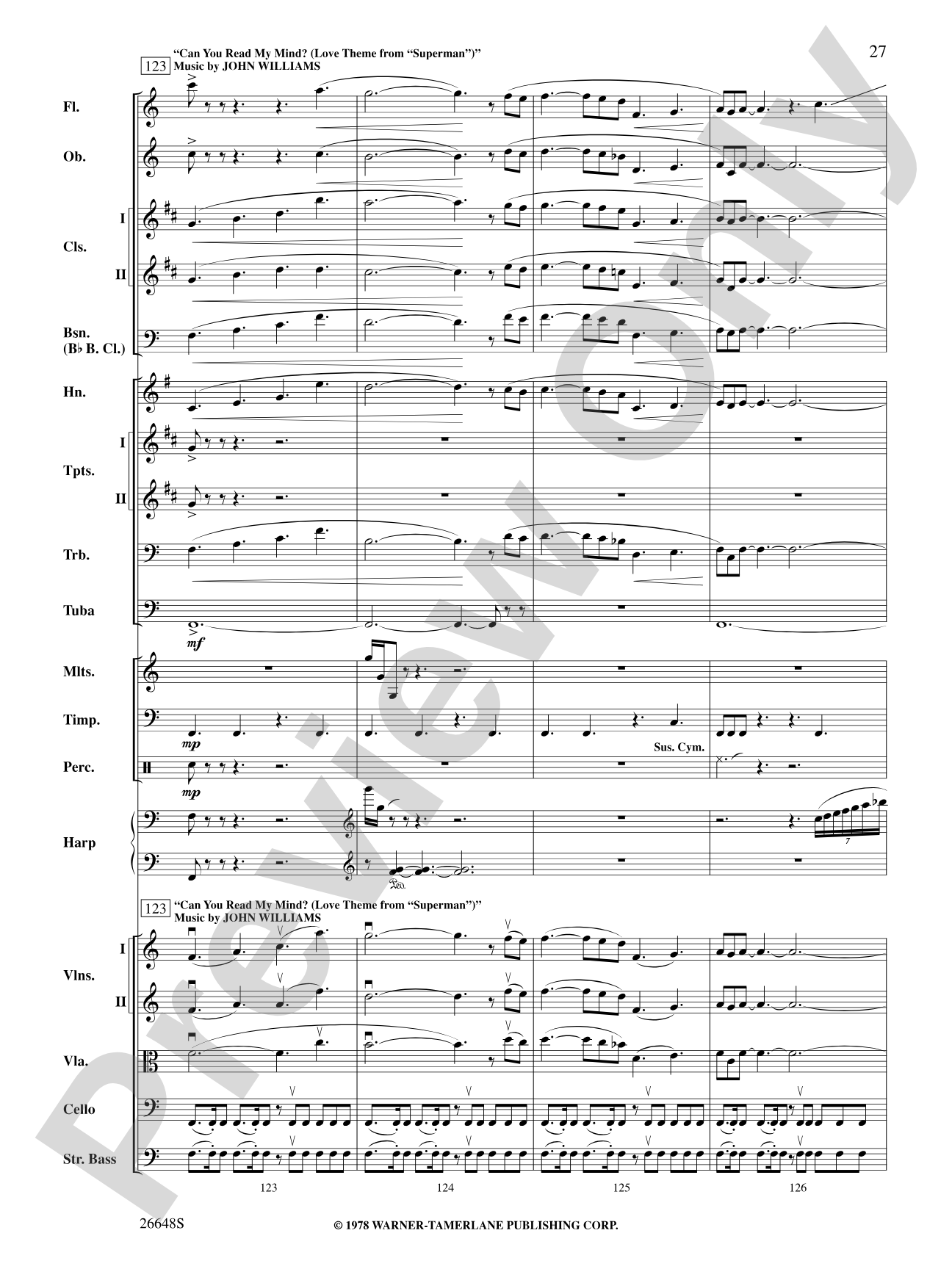 Superman Returns: Full Orchestra Conductor Score & Parts