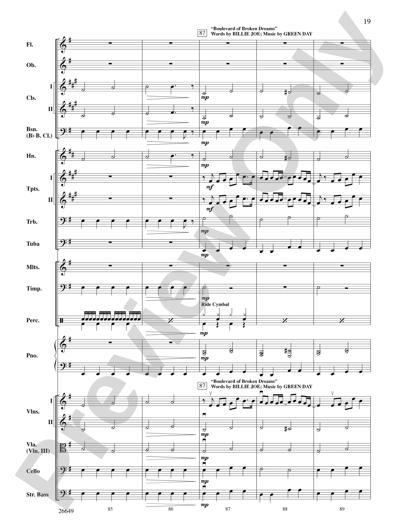 The Best of Green Day: Full Orchestra Conductor Score & Parts