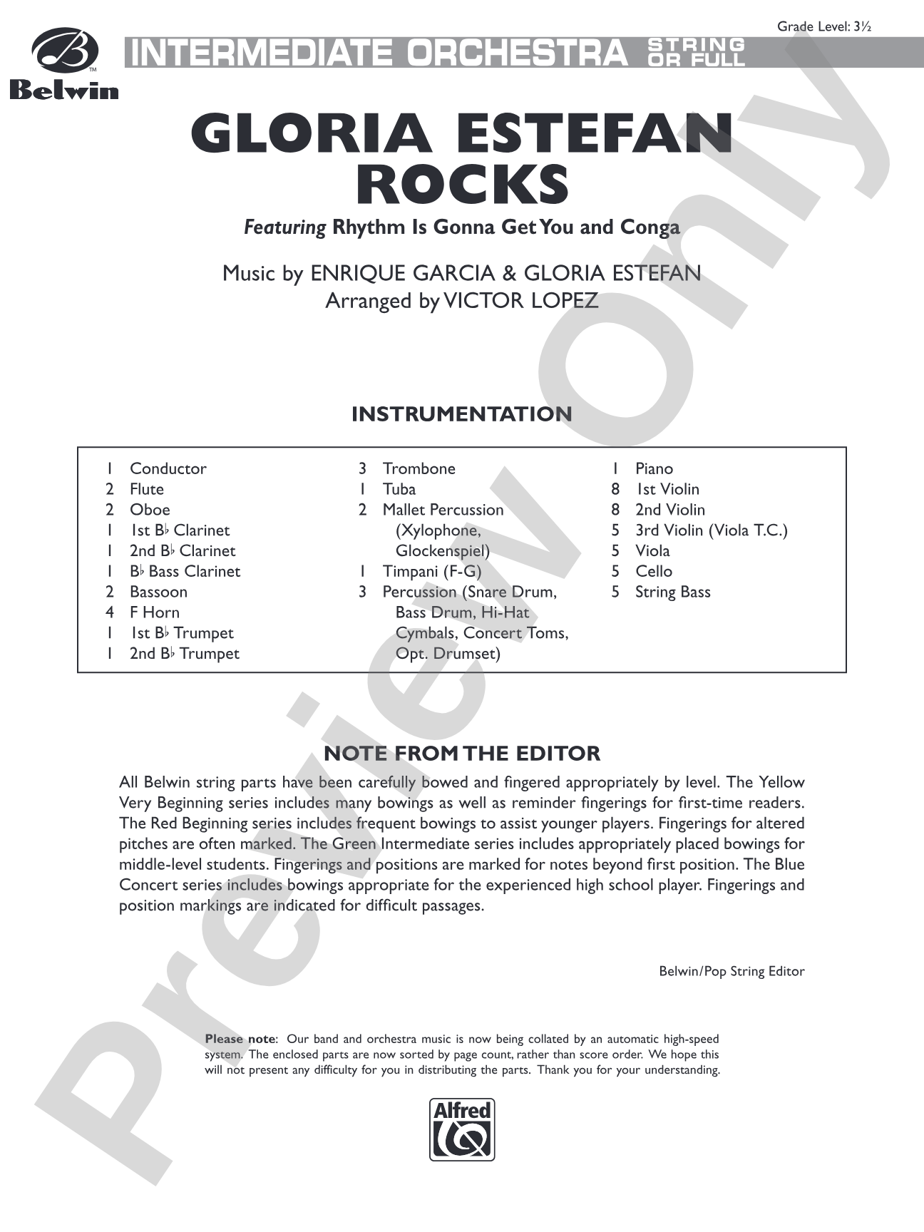 Gloria Estefan Rocks: Full Orchestra Conductor Score & Parts