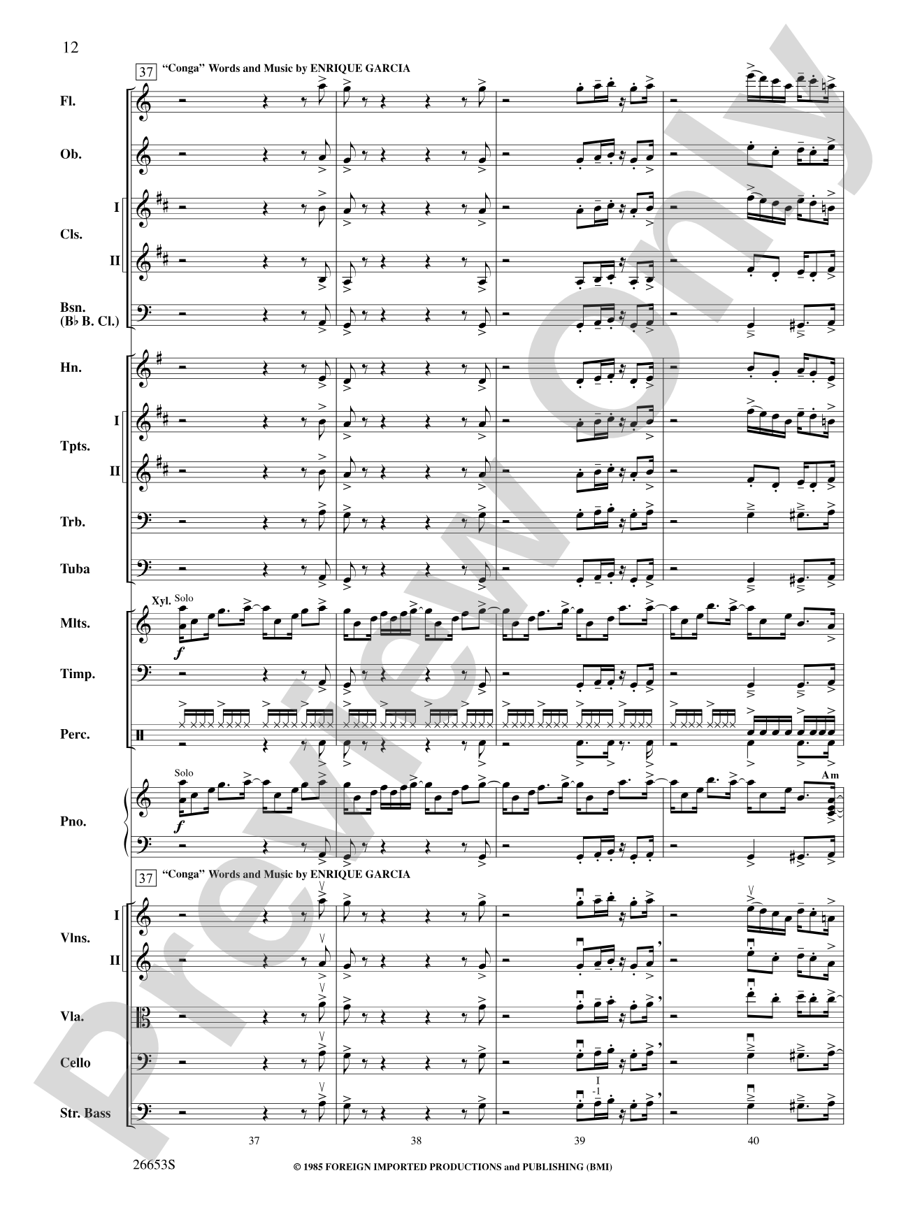 Gloria Estefan Rocks: Full Orchestra Conductor Score & Parts