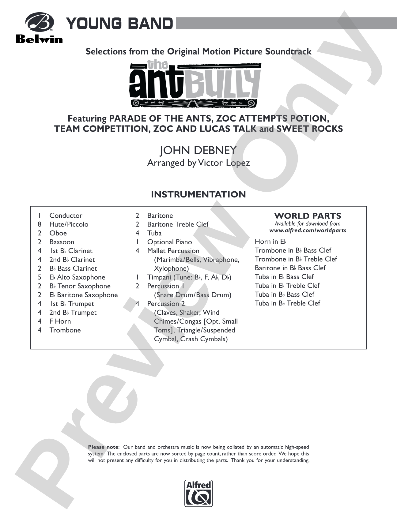 The Ant Bully, Selections from: Concert Band Conductor Score & Parts