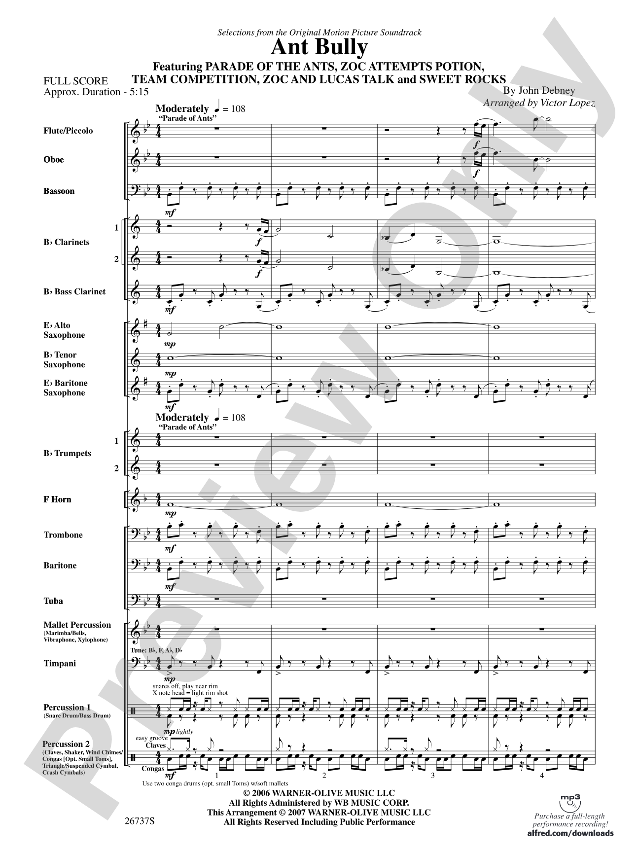 The Ant Bully, Selections from: Concert Band Conductor Score & Parts