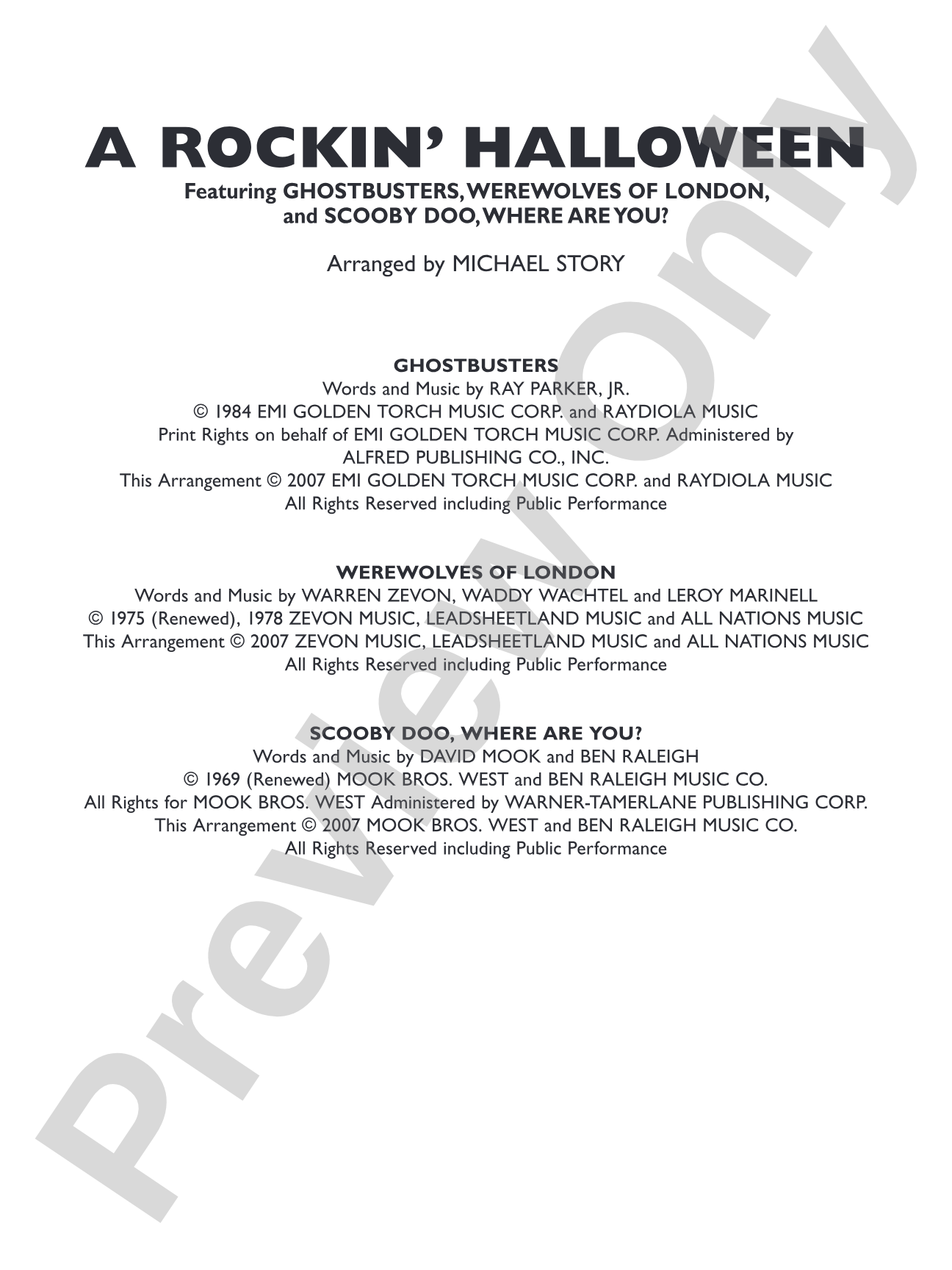 A Rockin' Halloween: Score