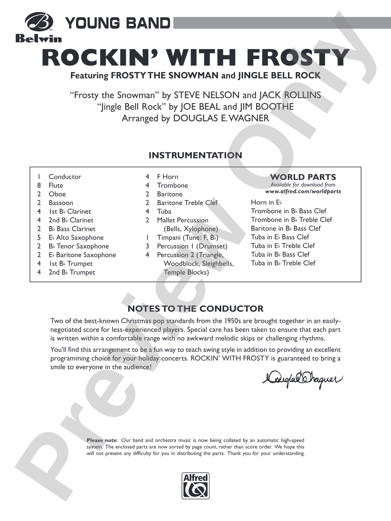 Rockin' with Frosty: Concert Band Conductor Score & Parts