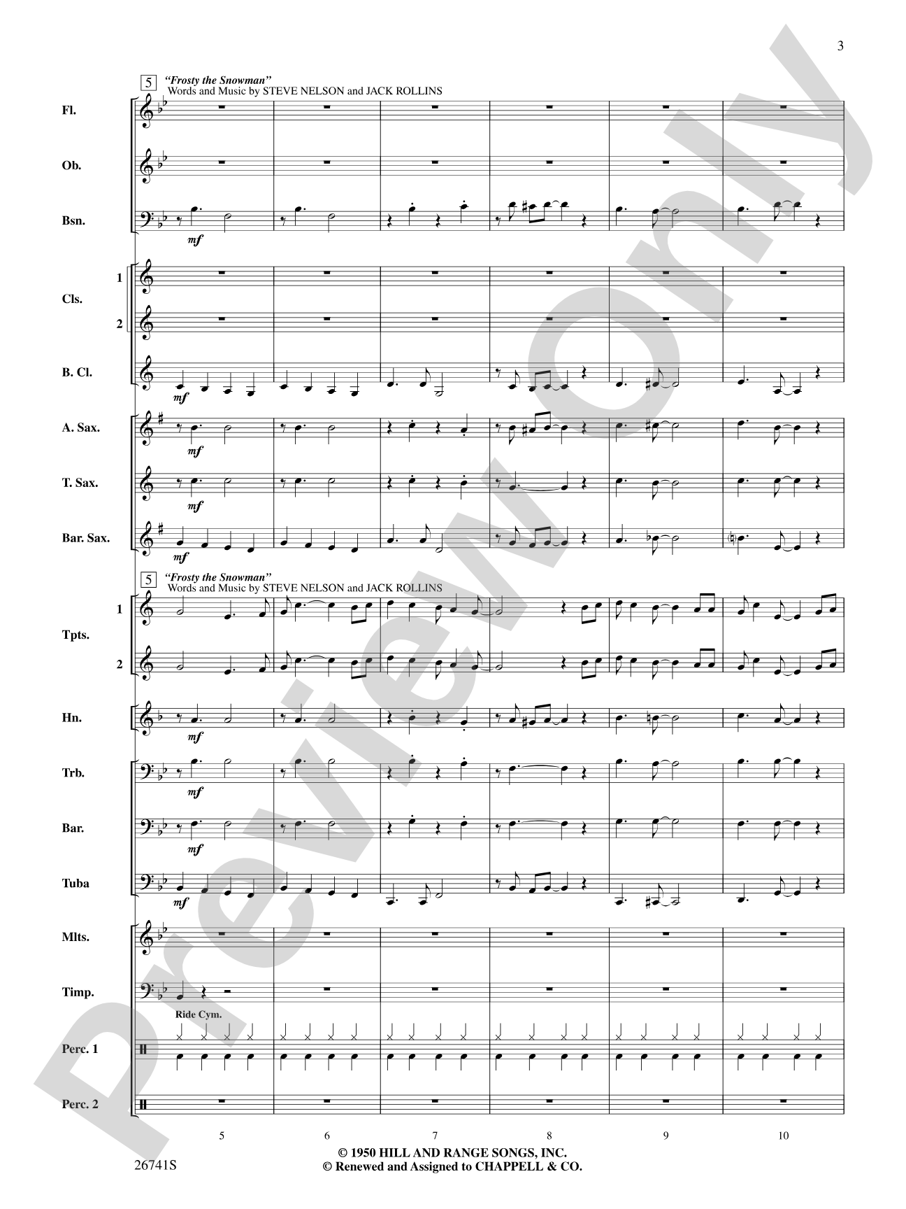 Rockin' with Frosty: Concert Band Conductor Score & Parts